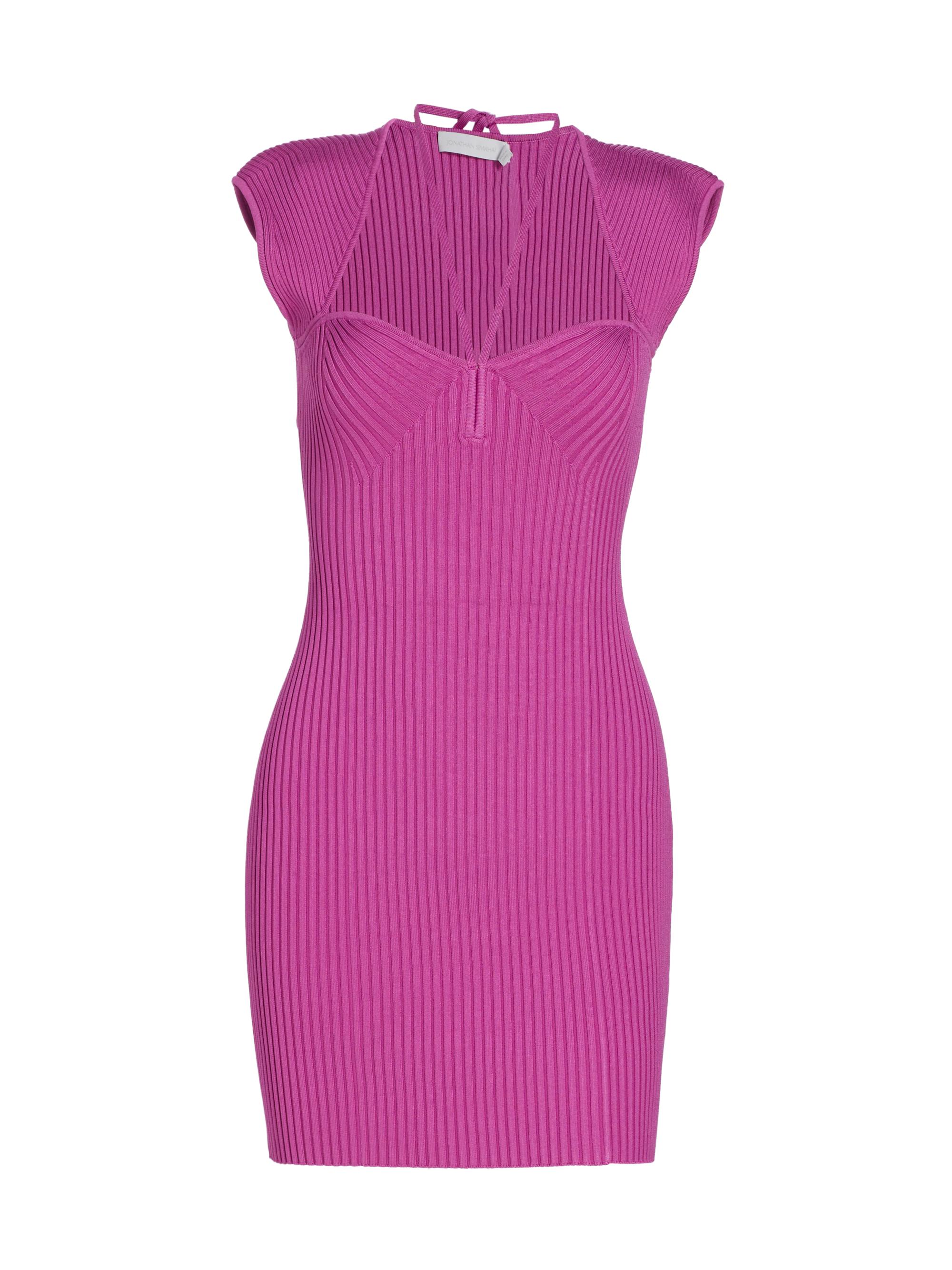 SIMKHAI Women's Florence Rib-Knit Minidress - Opera Pink