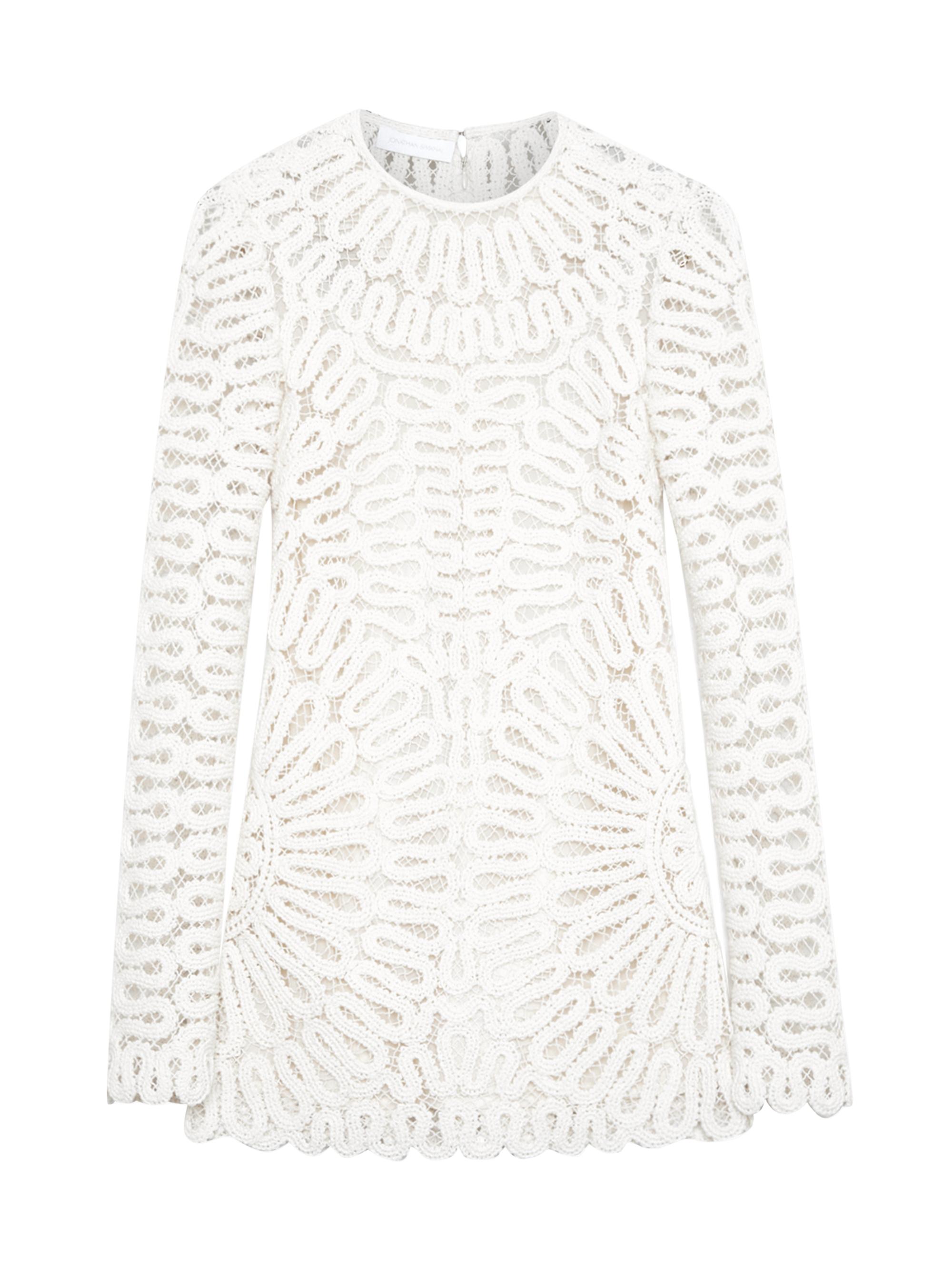 SIMKHAI Women's McCall Crocheted Long-Sleeve Minidress - White