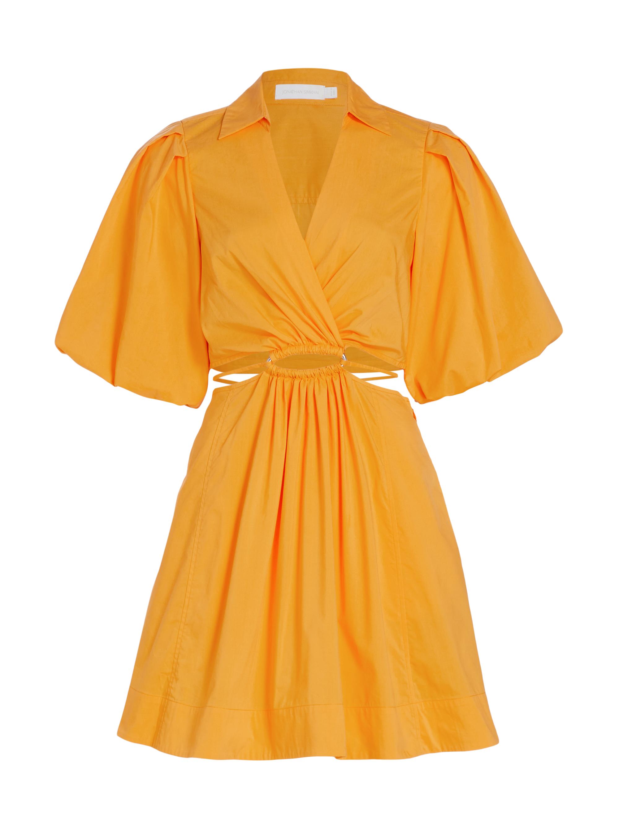 SIMKHAI Aulora Puff-Sleeve Cut-Out Minidress | Saks Fifth Avenue