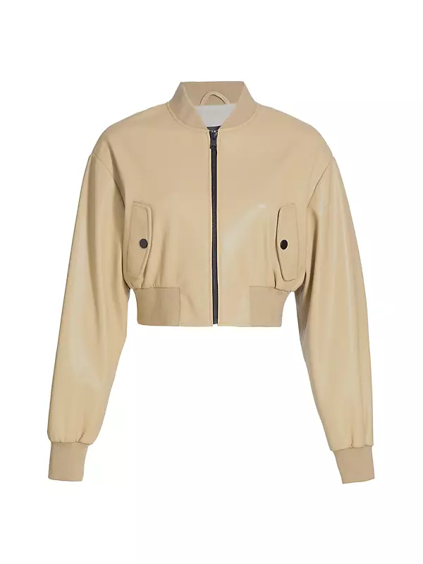 Shop Lamarque Evelin Faux-Leather Cropped Bomber Jacket