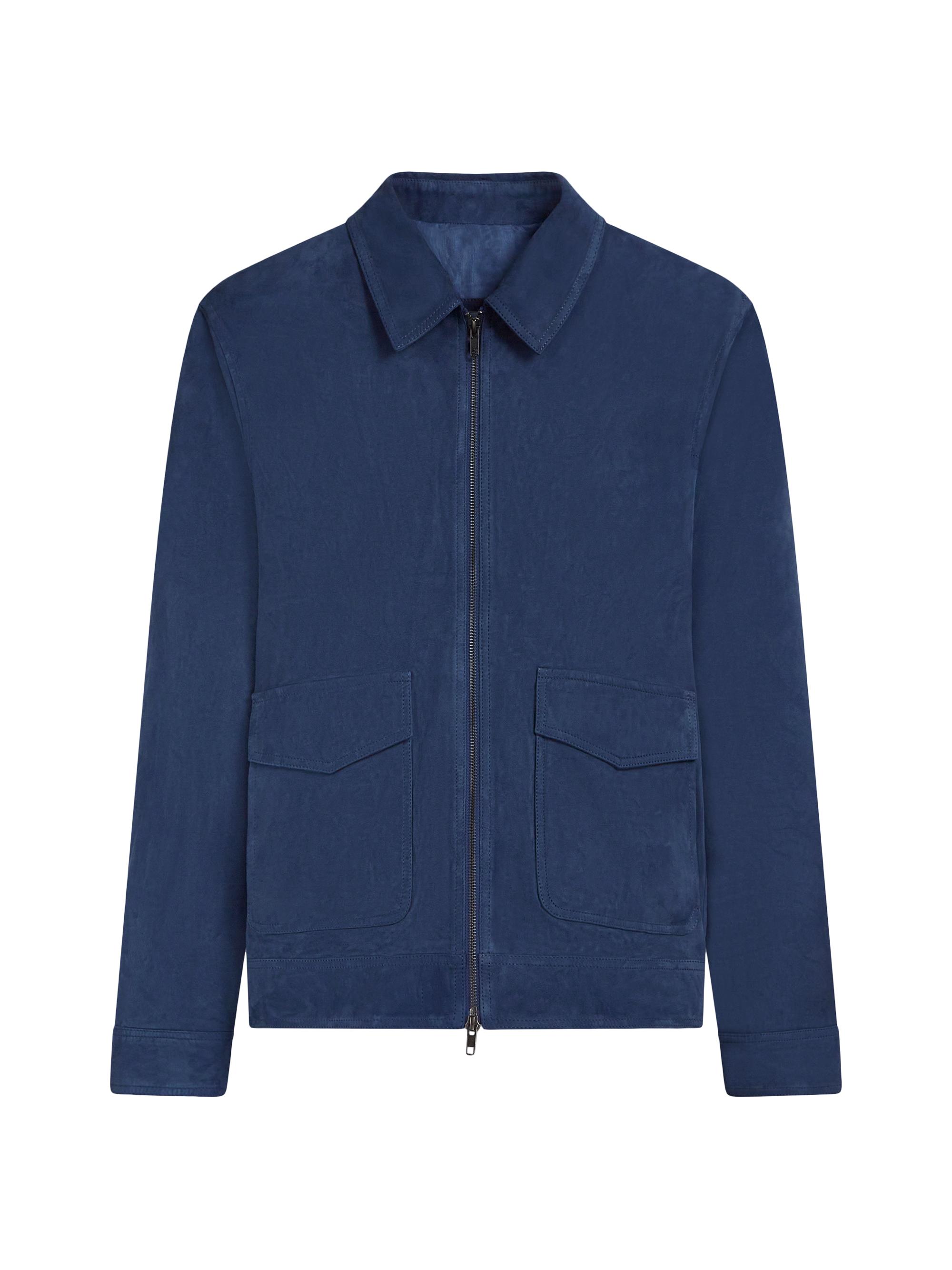 Bugatchi Men's Suede Bomber Jacket - Cobalt