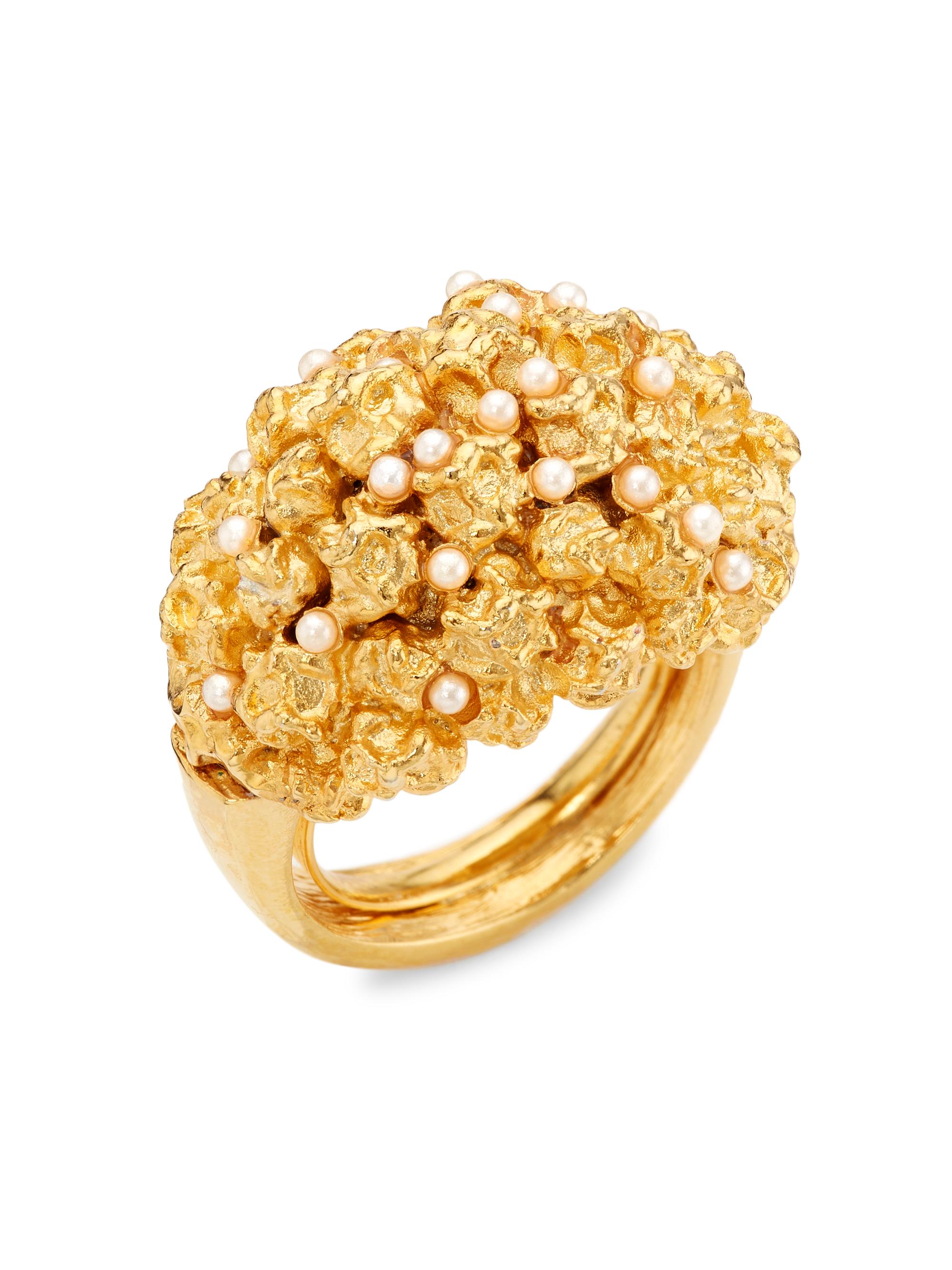Kenneth Jay Lane Women's 22K Gold-Plated & Faux Pearl Cluster Ring - Gold