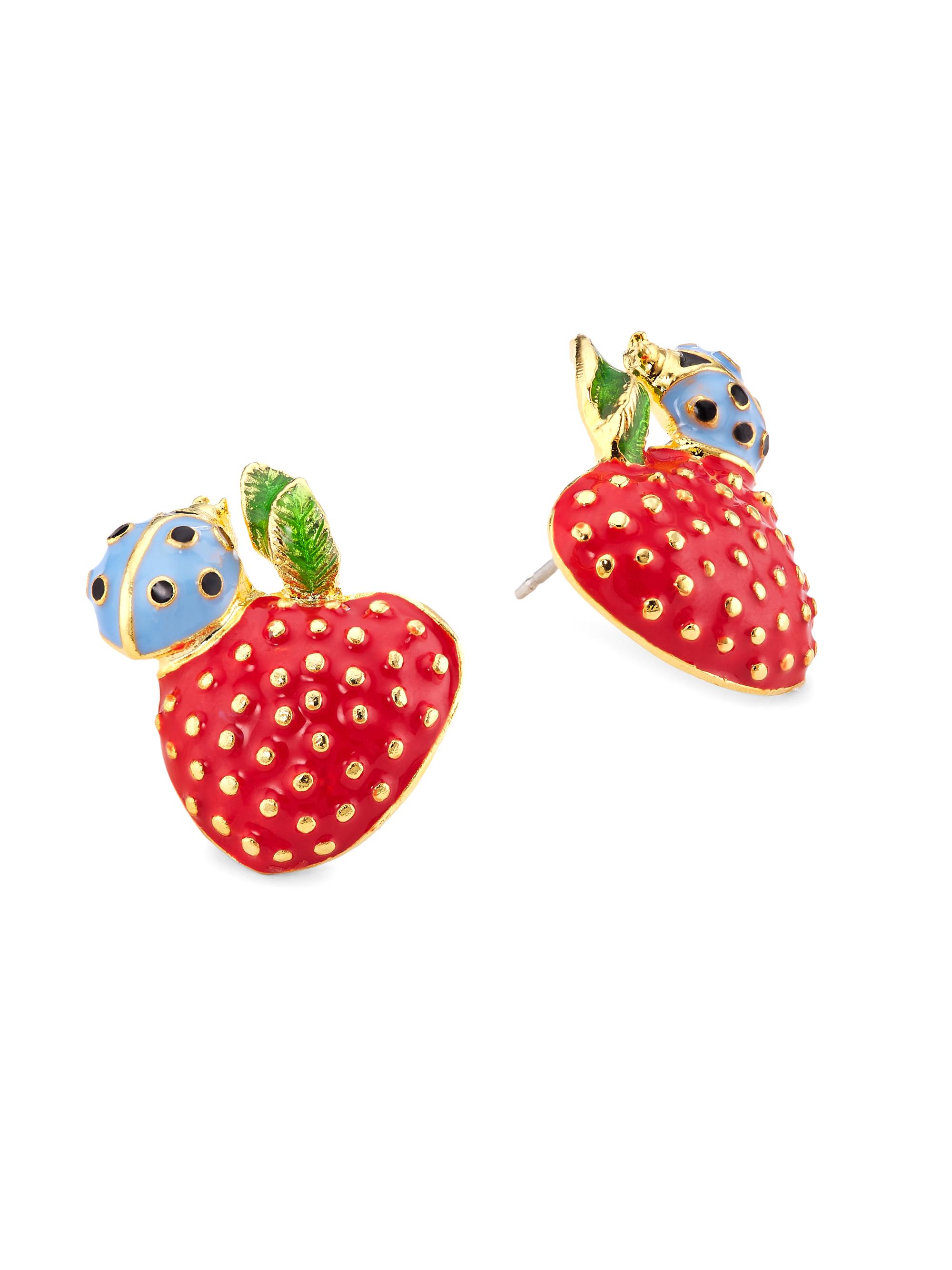 Kenneth Jay Lane Women's 22K-Gold-Plated & Enamel Strawberry Stud Earrings - Red