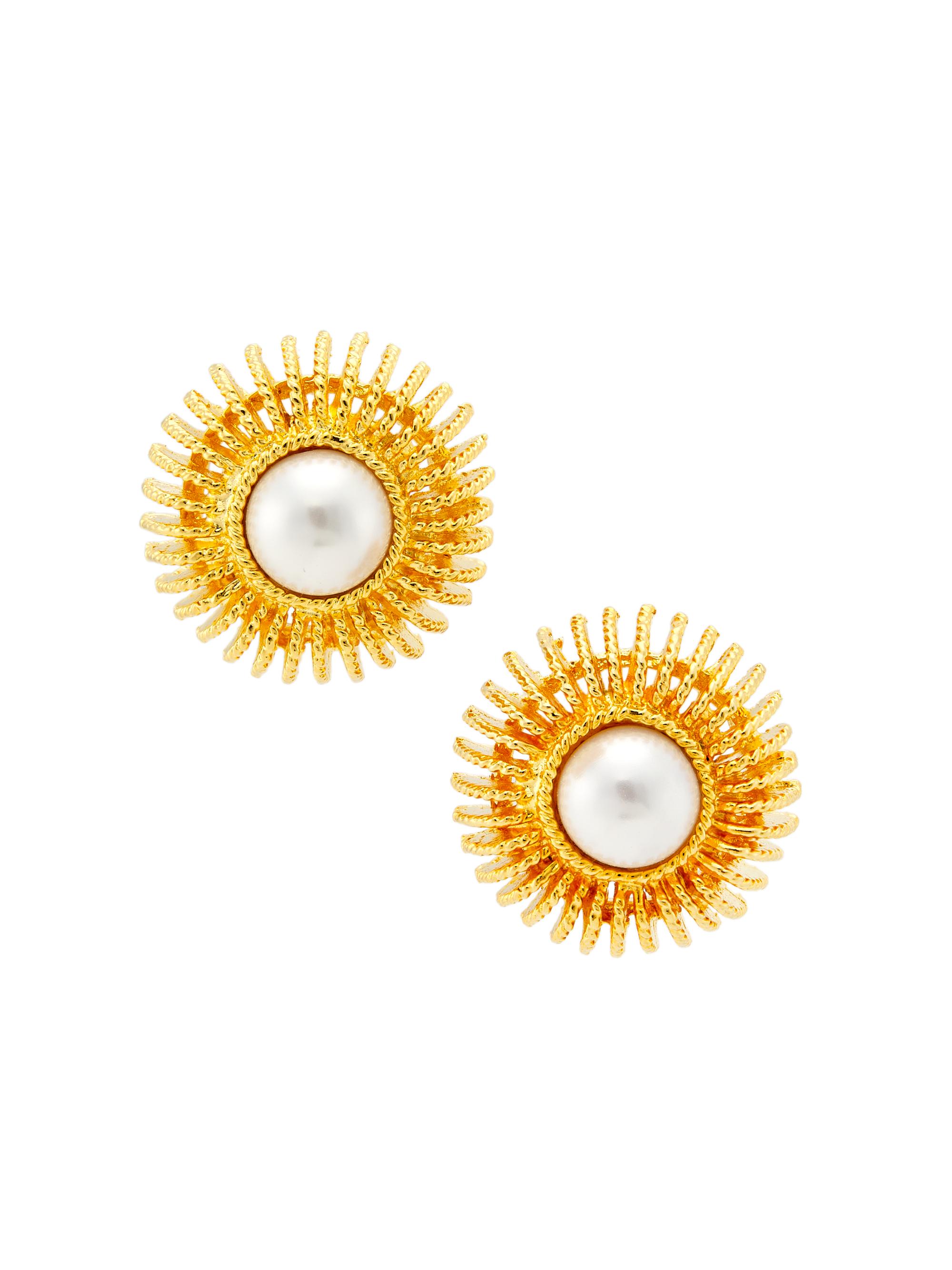 Kenneth Jay Lane Women's 22K-Gold-Plated & Imitation Pearl Button Stud Earrings - Gold