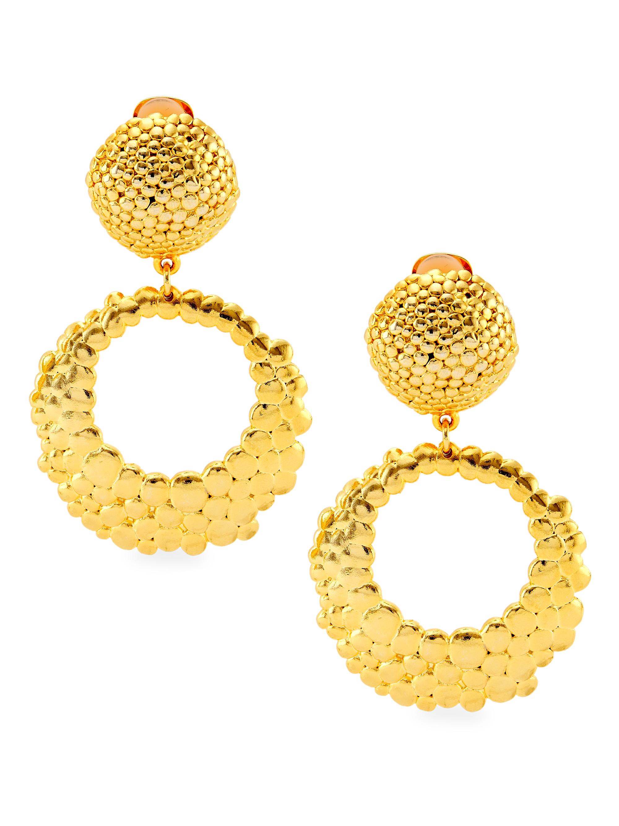 Kenneth Jay Lane Women's Hammered 22K-Gold-Plated Clip-On Earrings - Gold