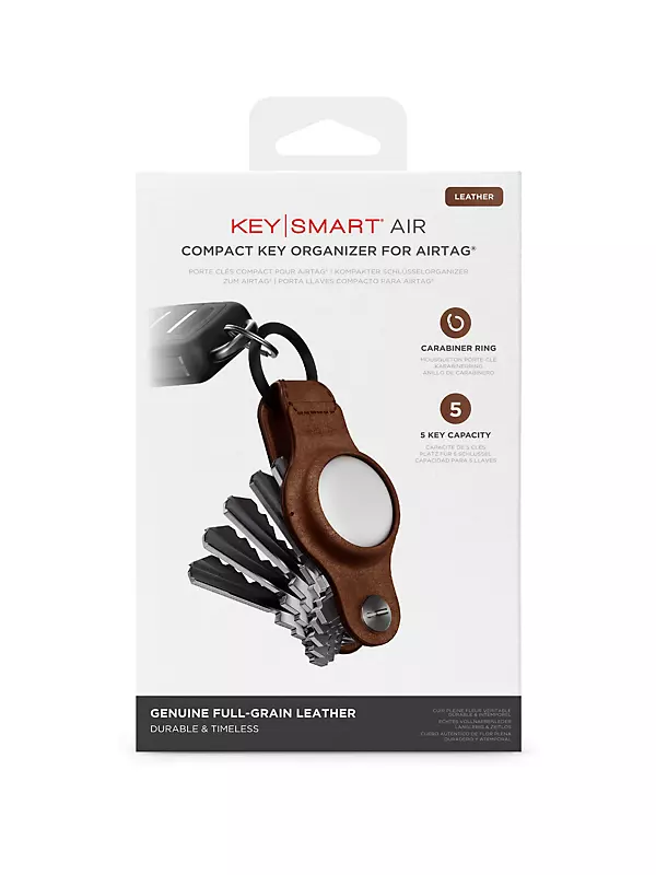 KeySmart Air Genuine Leather Compact Key Organizer Rust Brown