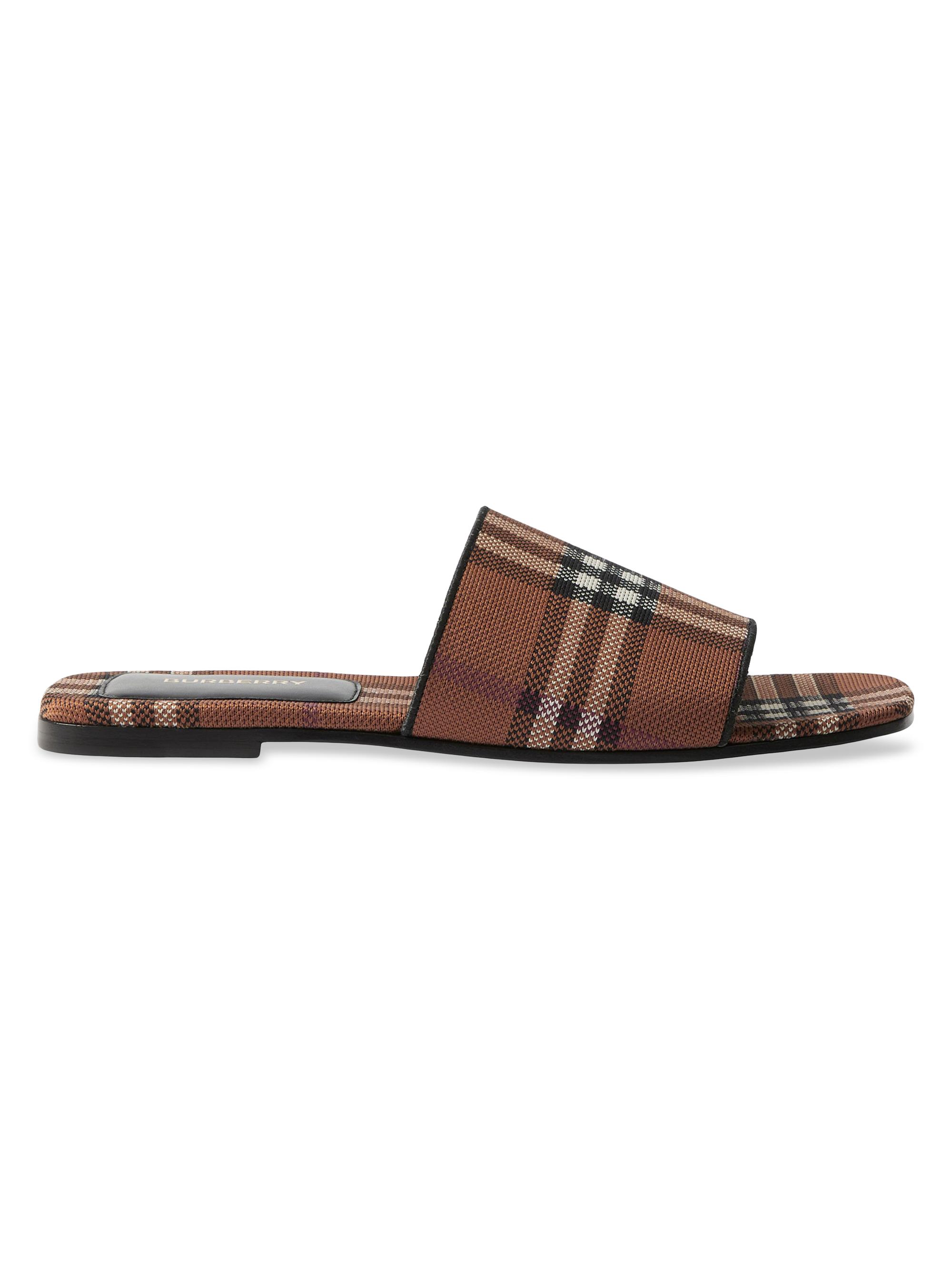 Burberry Wilma Checked Slides | Saks Fifth Avenue