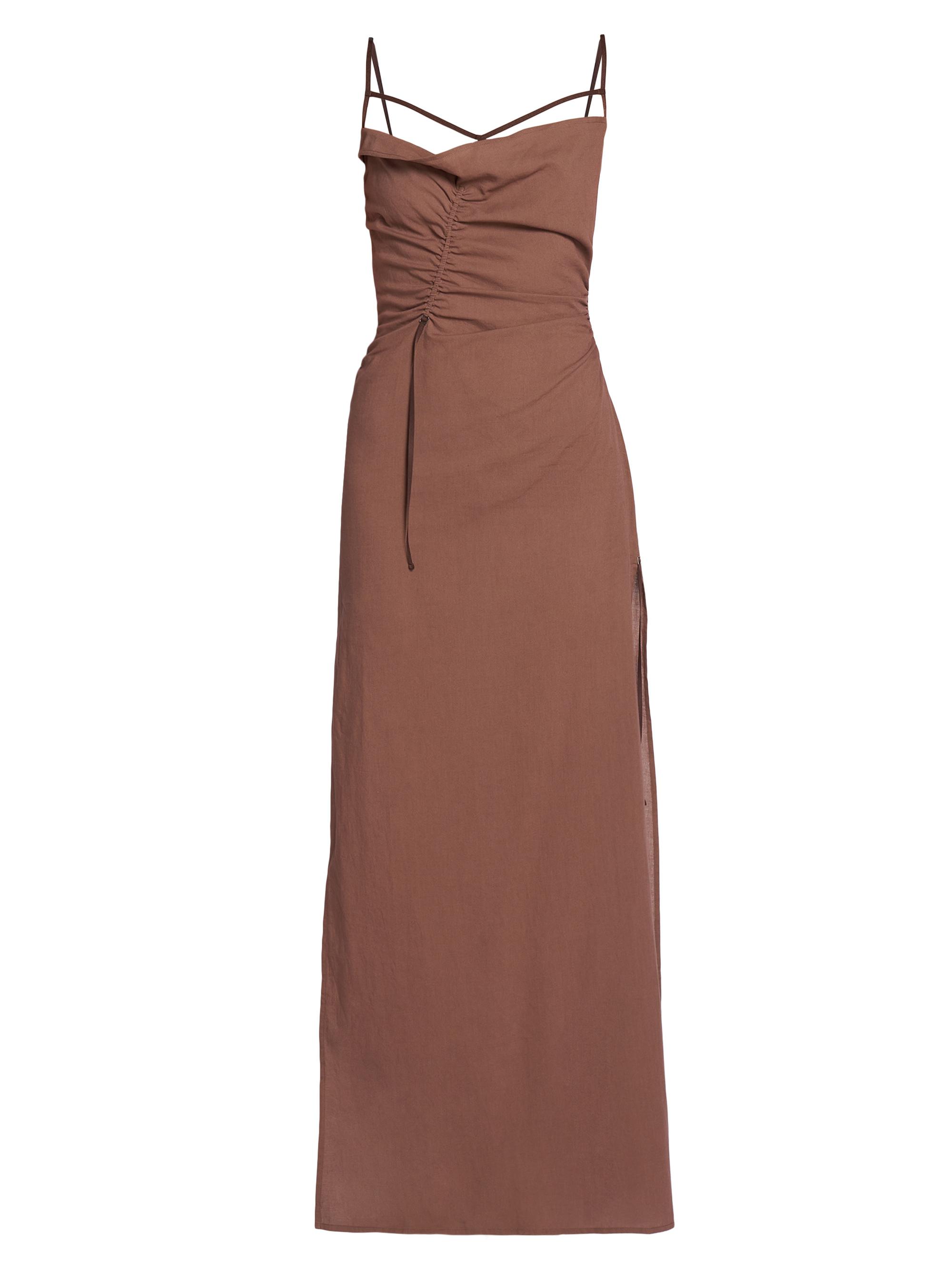 Jacquemus Women's Gaua Sleeveless Ruched Maxi Dress - Brown