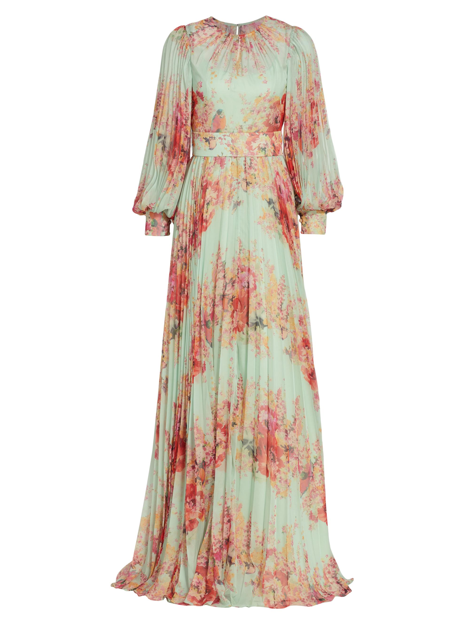 Teri Jon by Rickie Freeman Women's Floral-Printed Pleated Gown