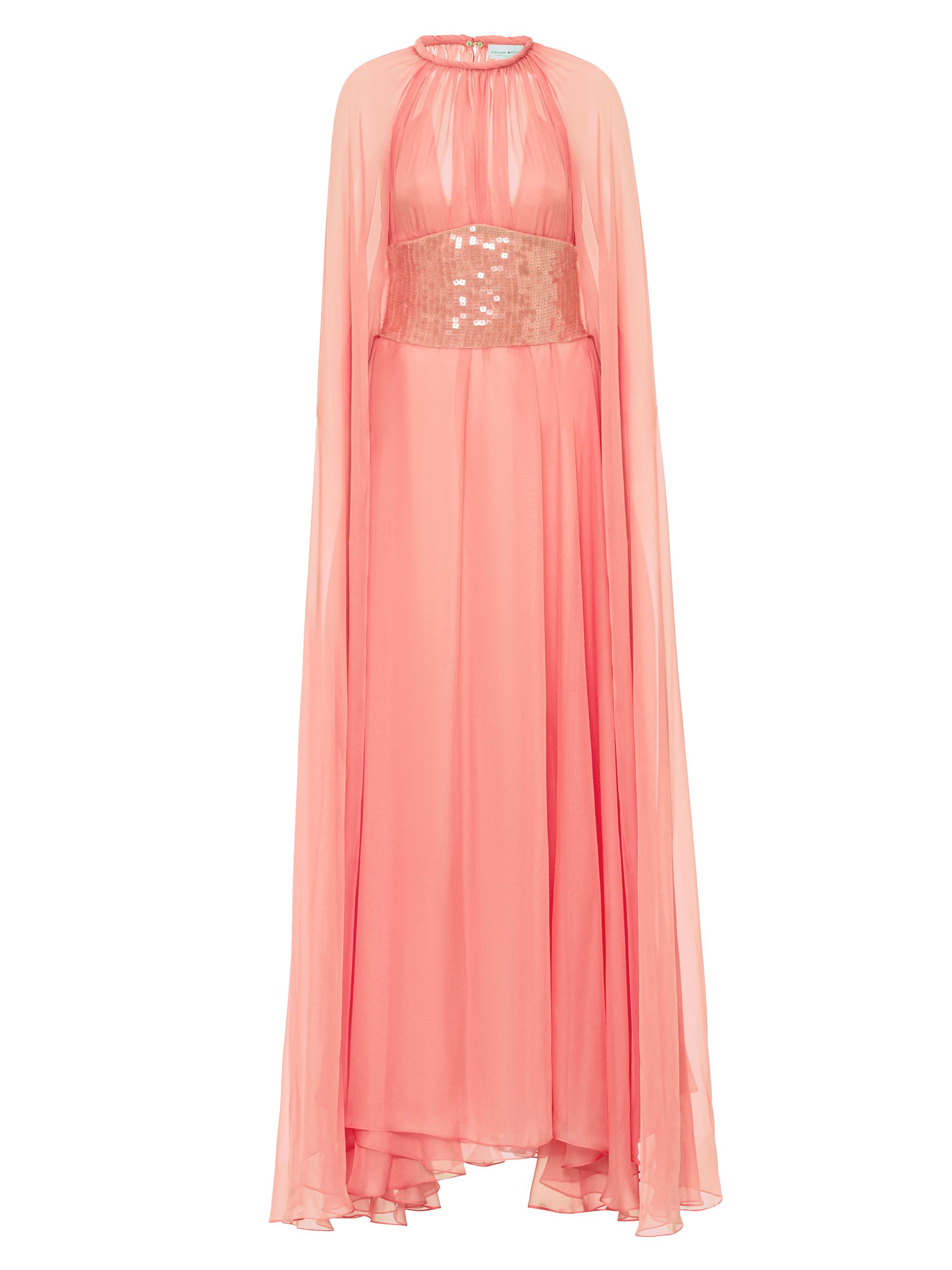 Ozgur Masur Women's Embellished Chiffon Cape Gown - Pink