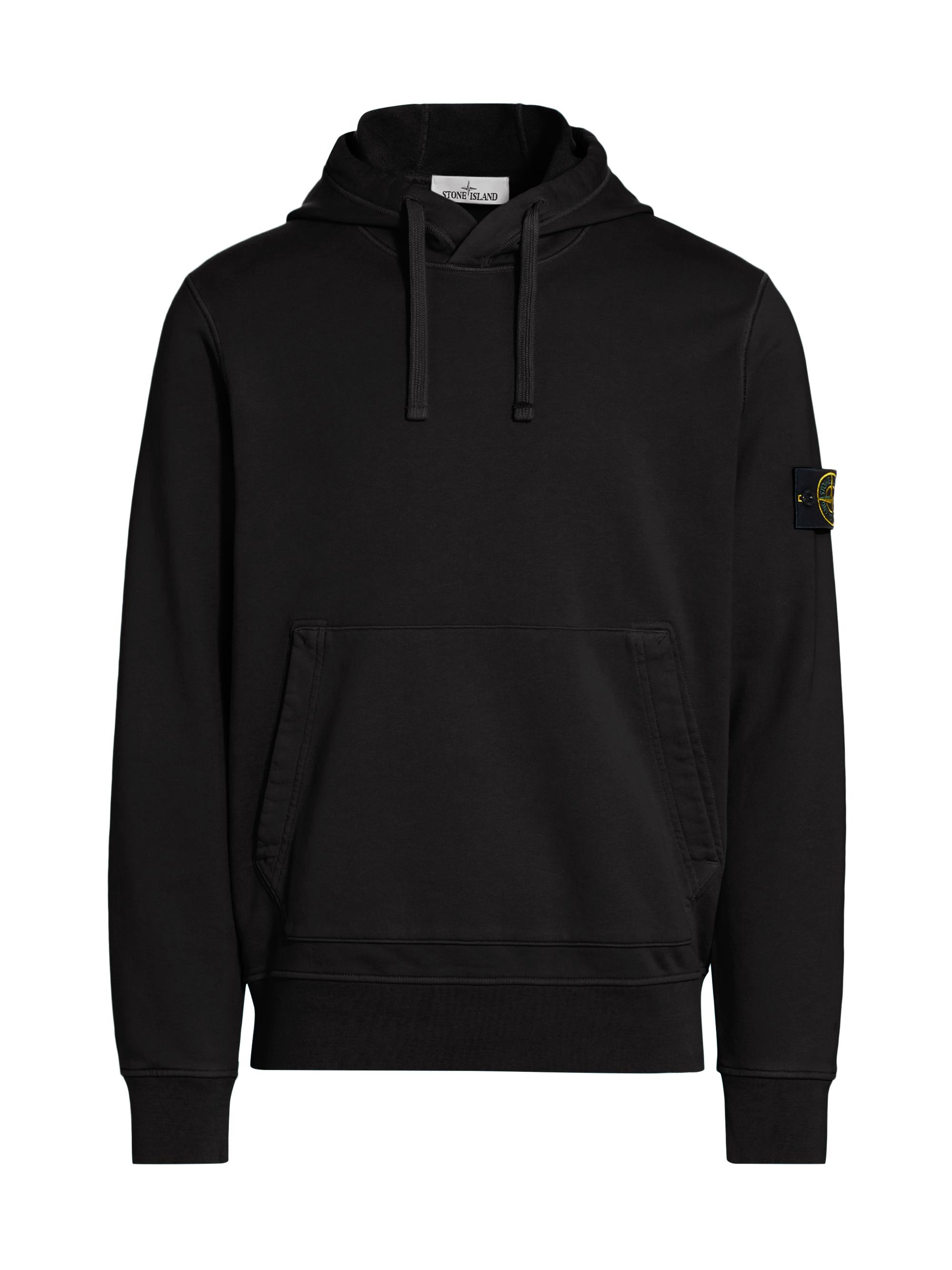 Stone Island Men's Cotton Logo Hoodie - Black