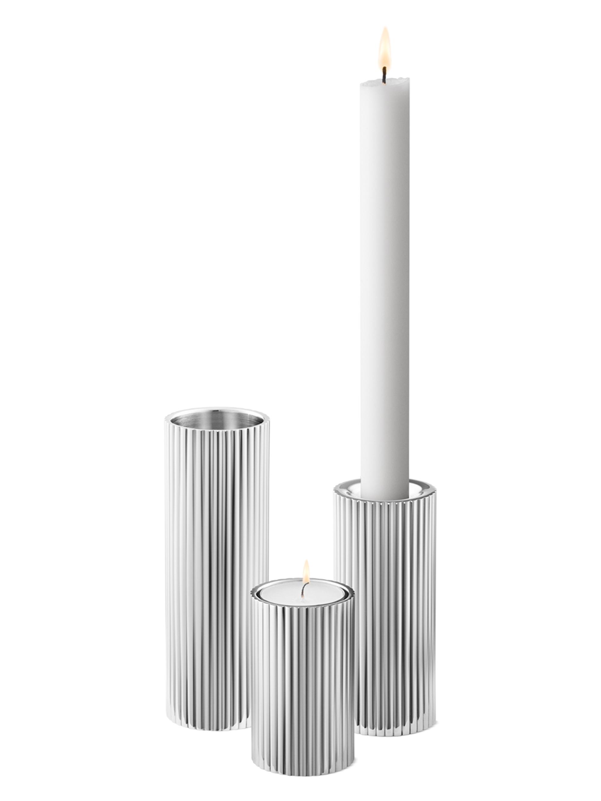 Georg Jensen Bernadotte 3-Piece Tealight & Candleholder Set