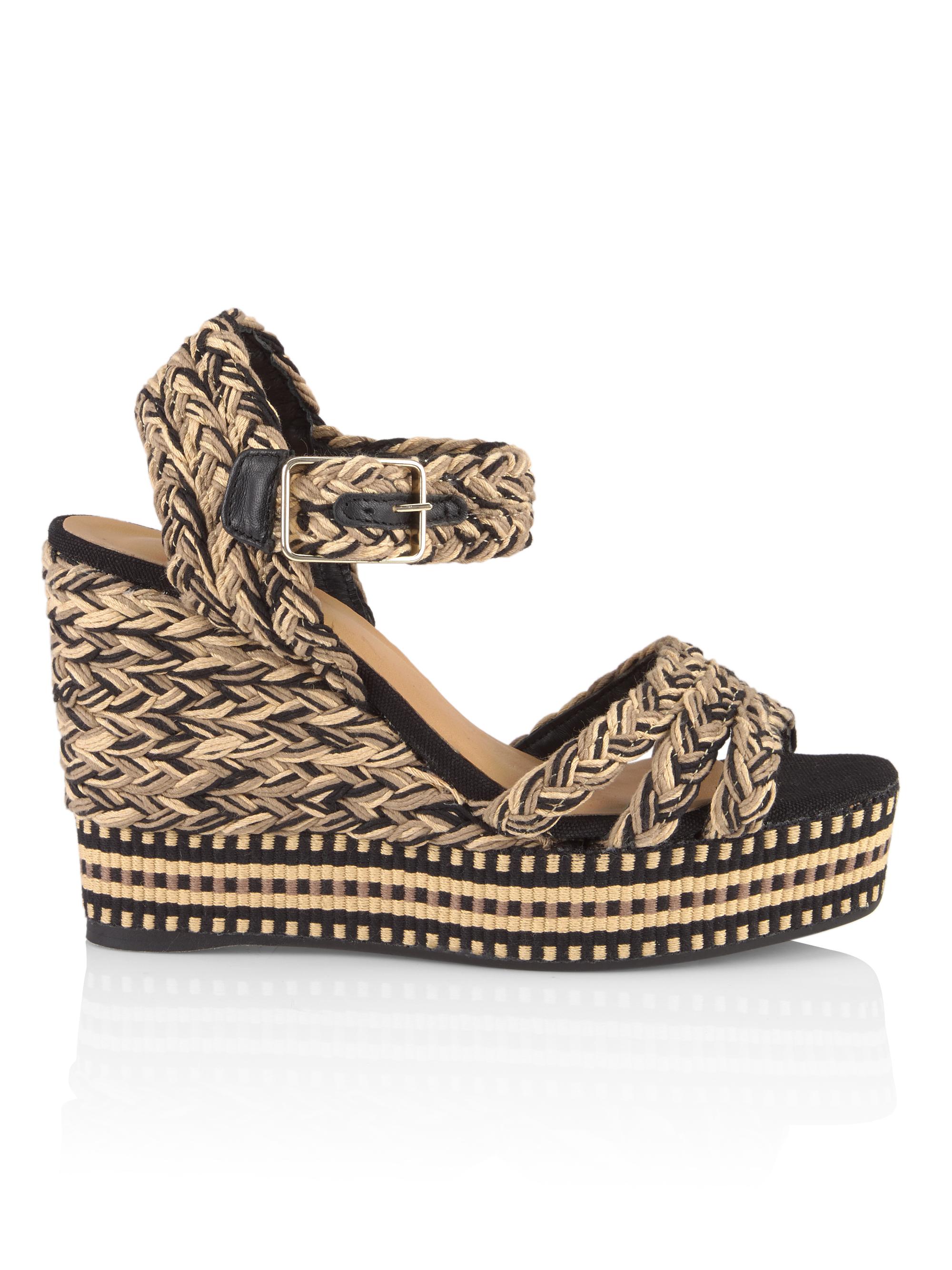 Castañer Women's Fabi Raffia Wedge Sandals - Nero Multi