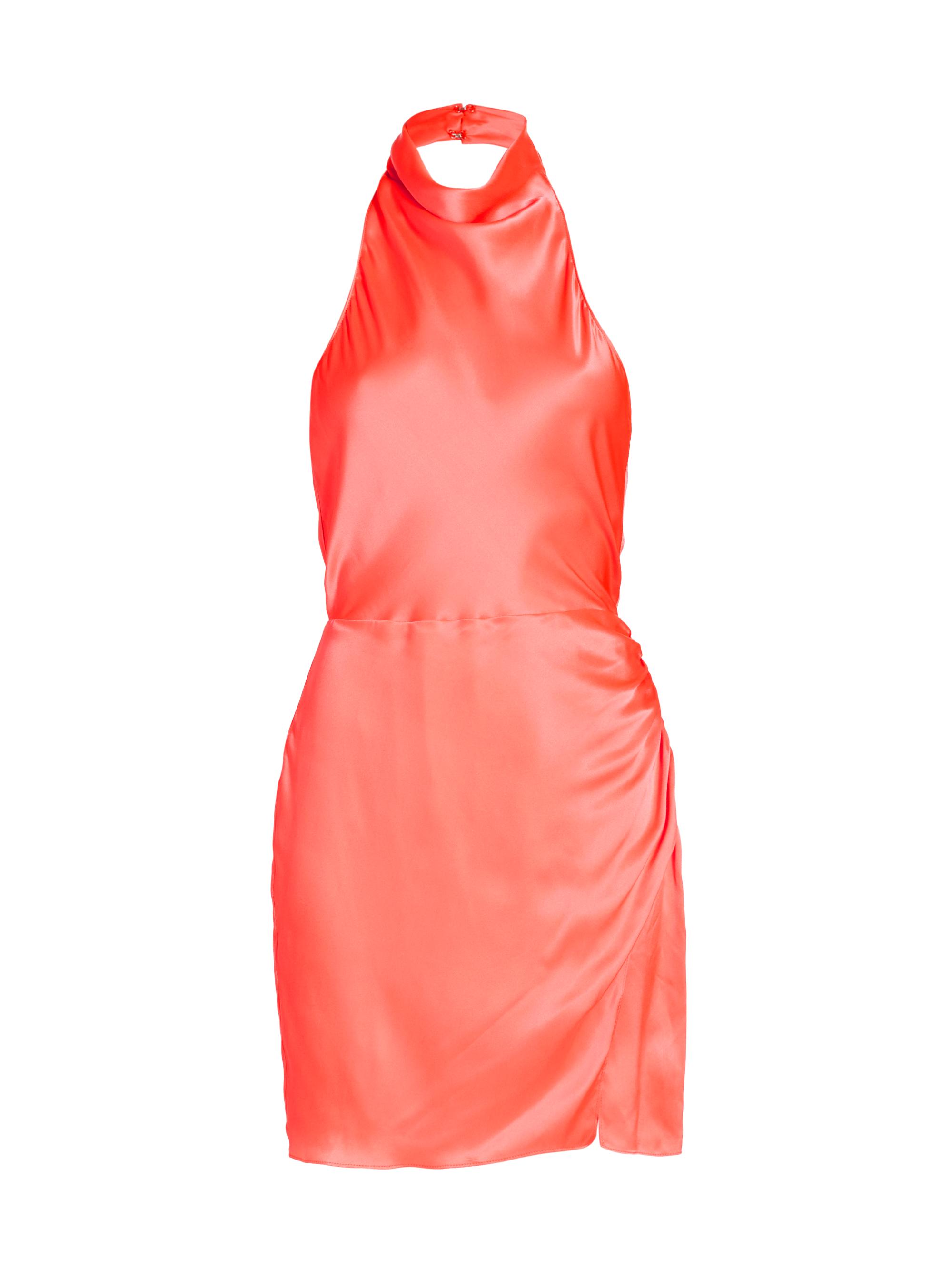 Amanda Uprichard Women's Joanne Silk Halter Neck Minidress - New Fluro