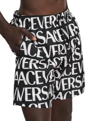 Versace check-print swim shorts - Green