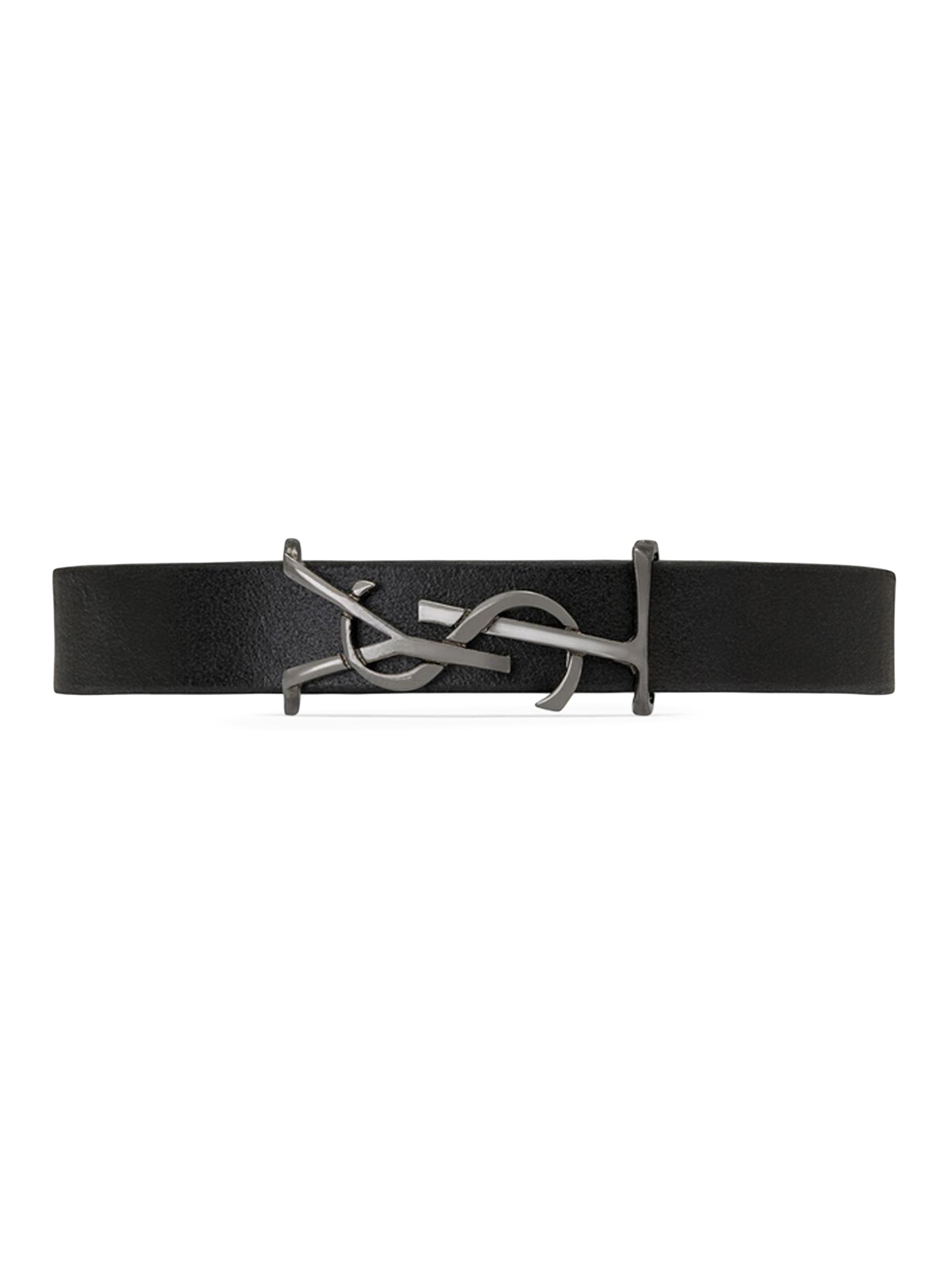Saint Laurent Women's Opyum Bracelet in Smooth Leather and Metal - Nero