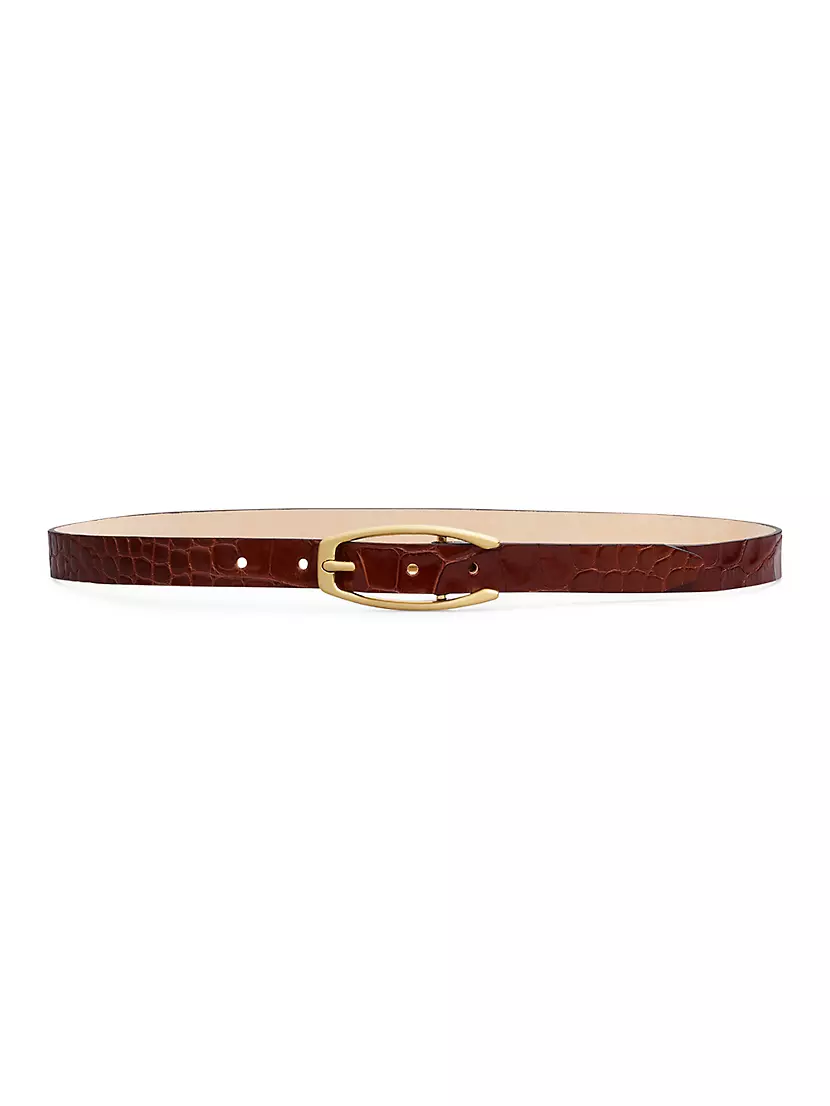 Shop rag & bone Mini League Croc-Embossed Leather Belt | Saks Fifth Avenue | Hüftgürtel