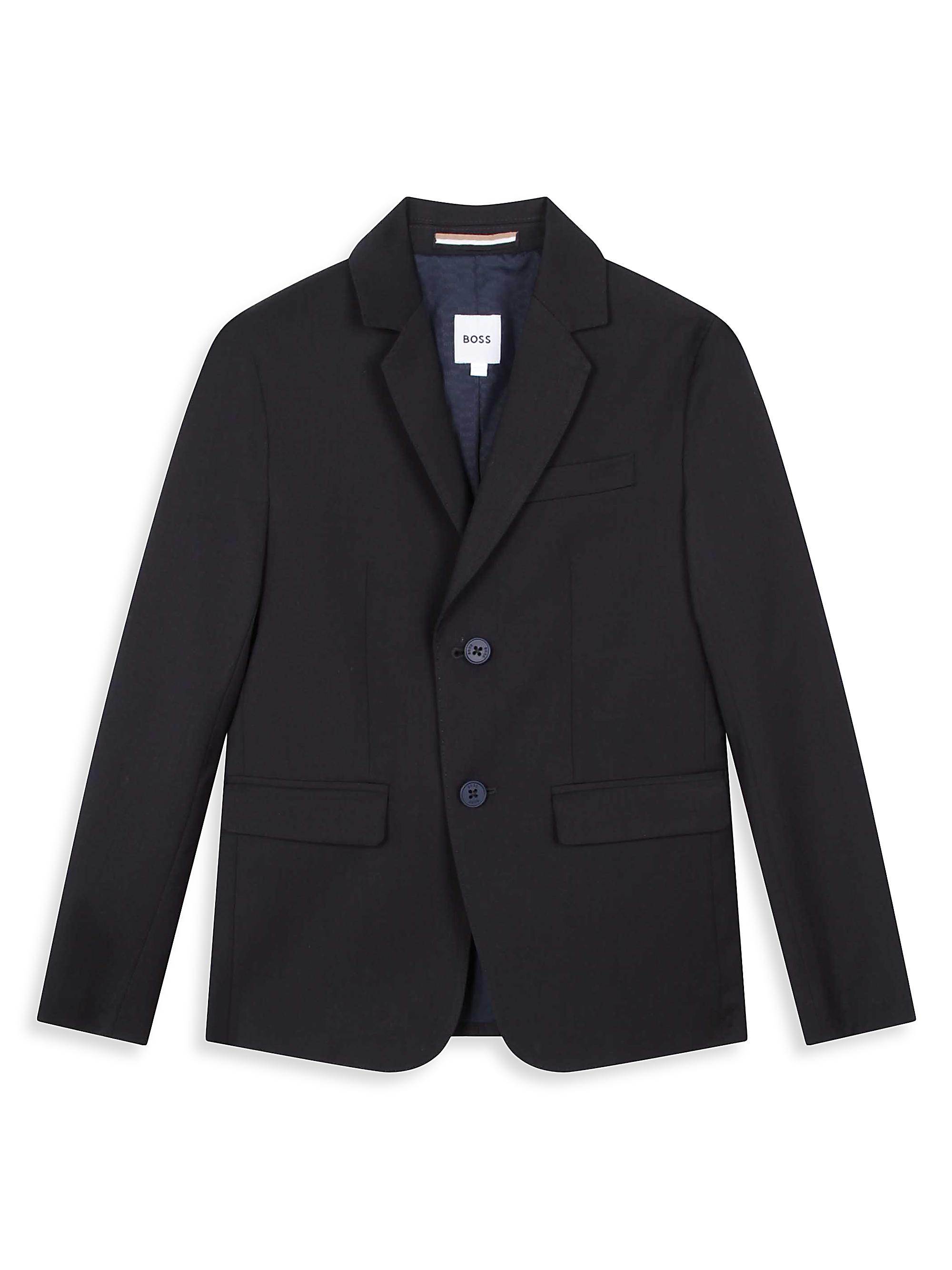 BOSS Little Boy's & Boy's Notch Lapel Wool-Blend Suit Jacket - Navy