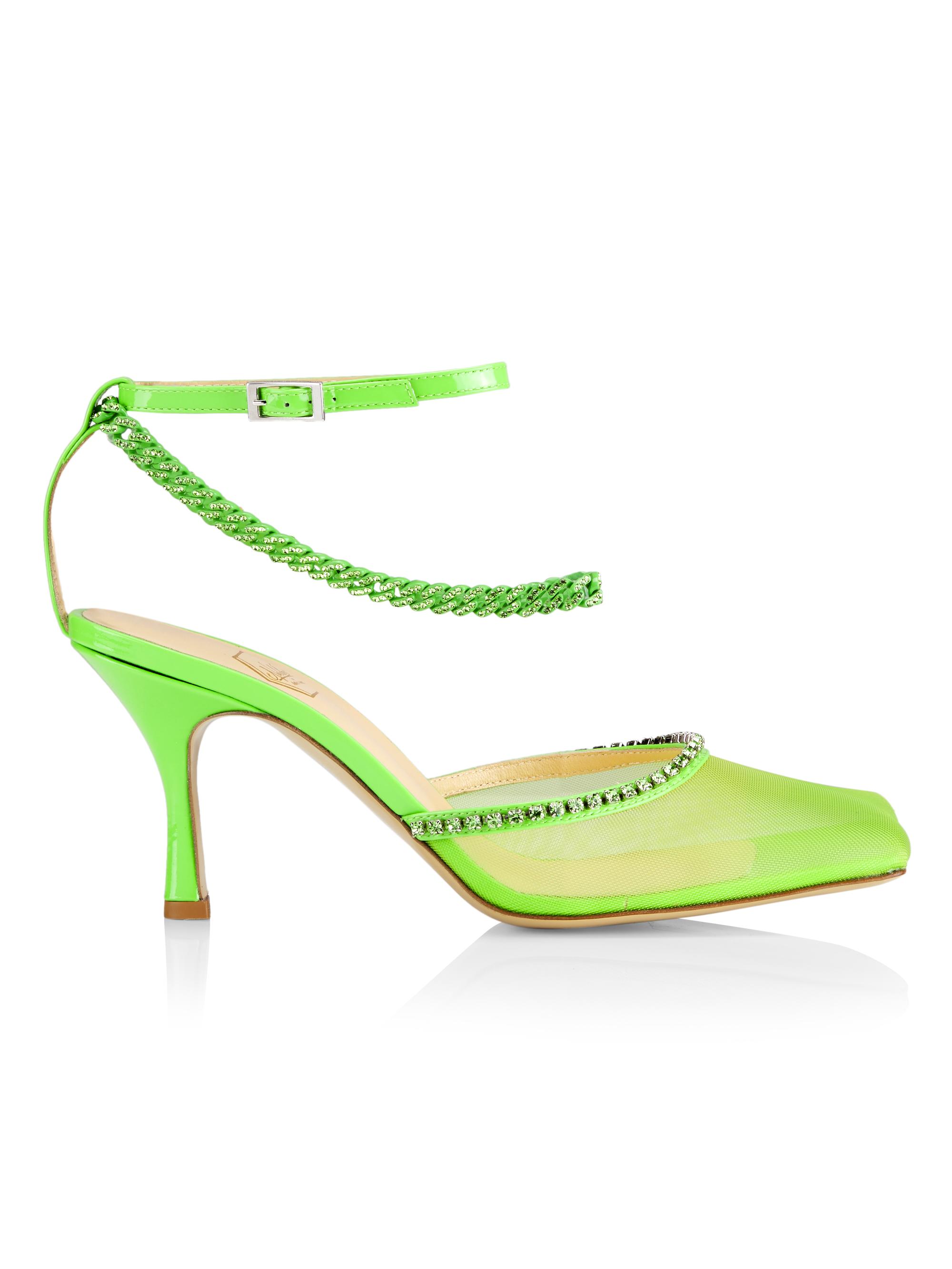 Nalebe Women's Stellar Crystal-Embellished Mesh Pumps - Green
