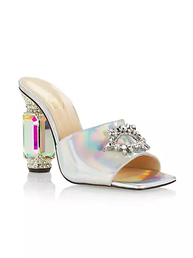 Reflections Crystal-Heel Leather Mule