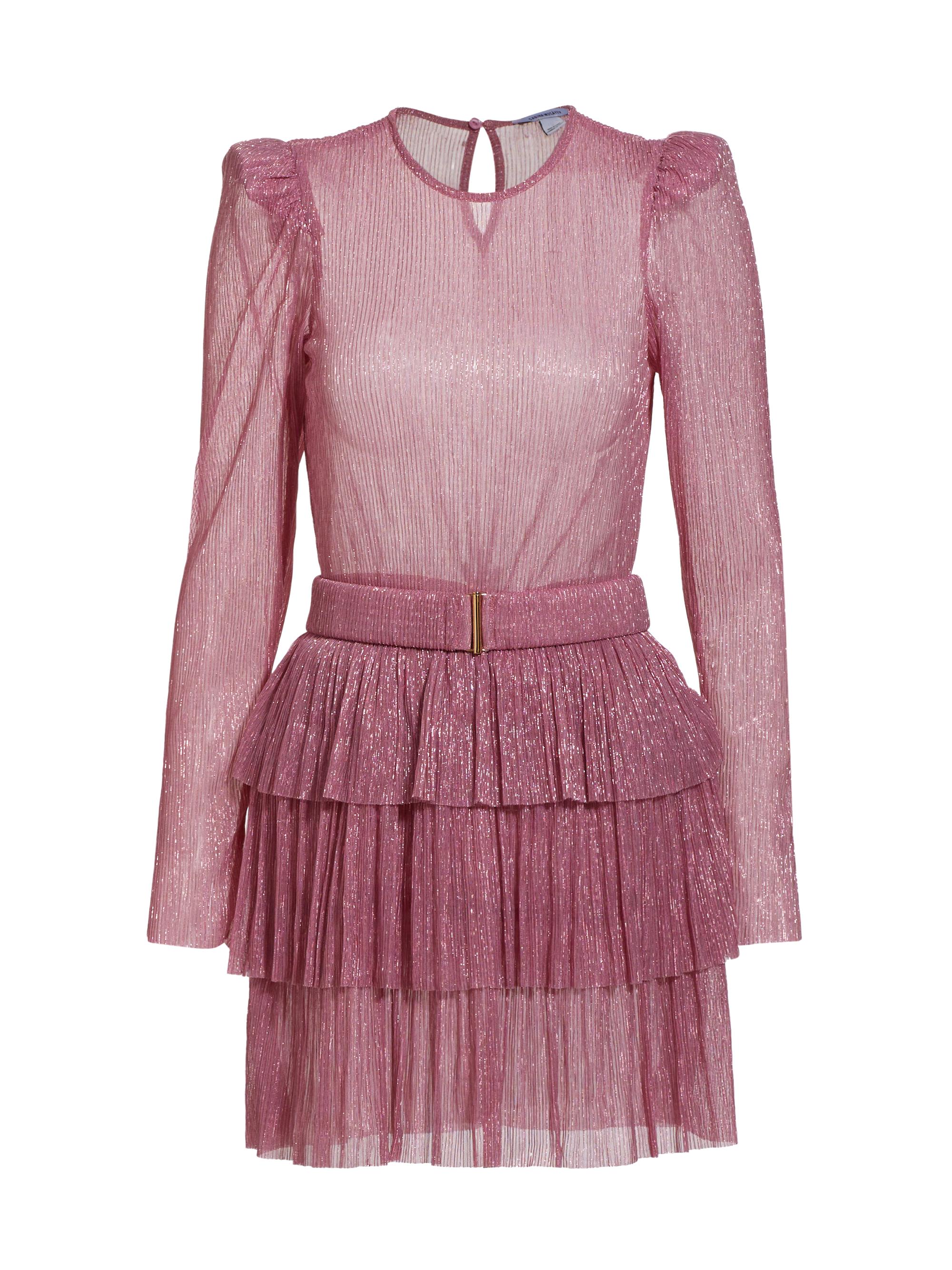 Sabina Musáyev Monique Belted Metallic Knit Minidress | Saks Fifth