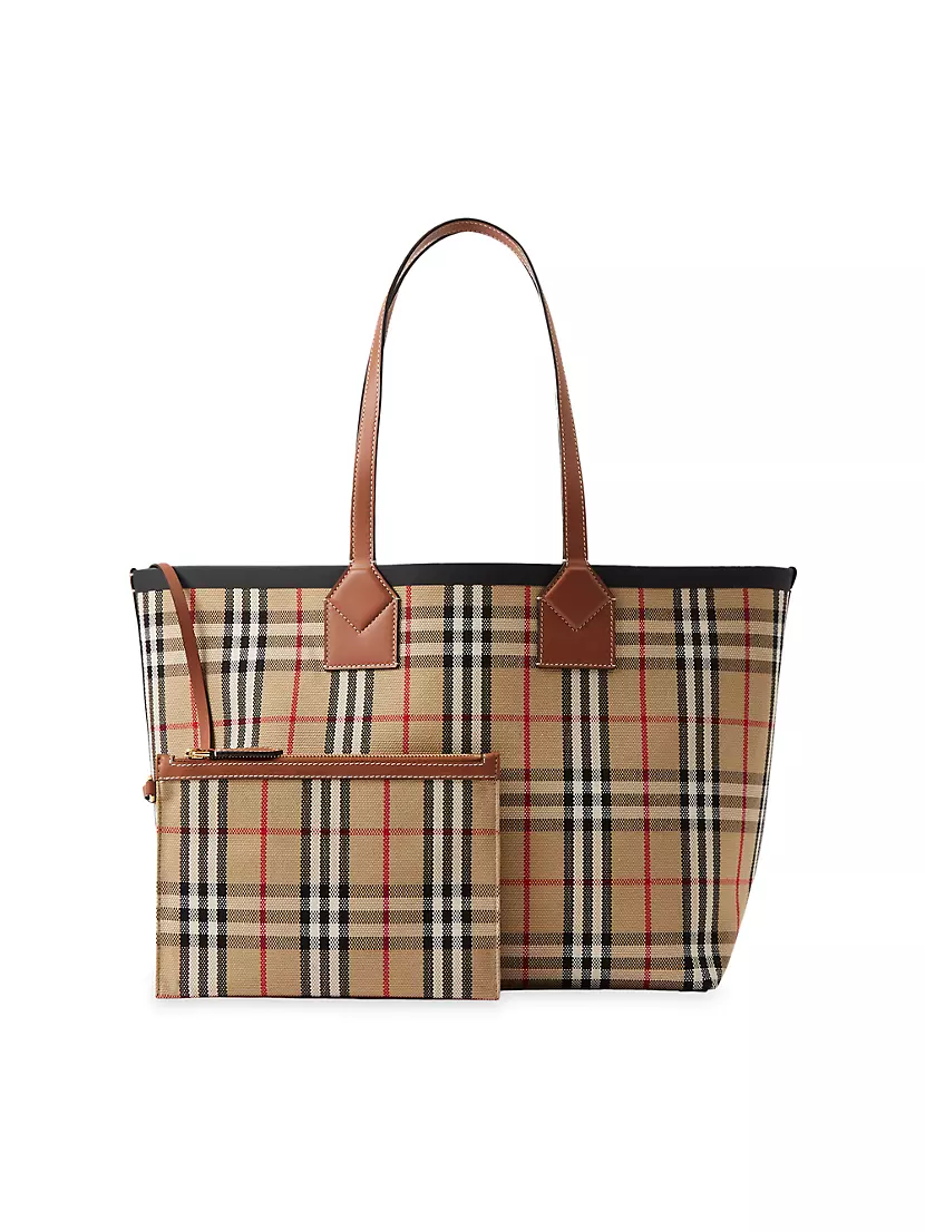 Burberry Brown Leather Shoulder Bag With Nova Check Trim in 