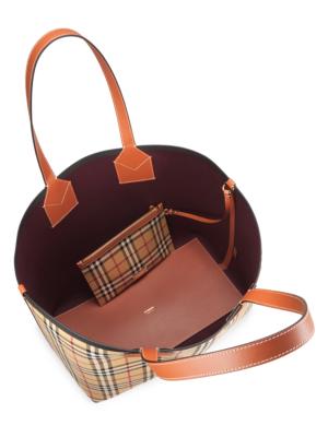 Burberry small London checked tote - BRIAR BROWN/BLACK