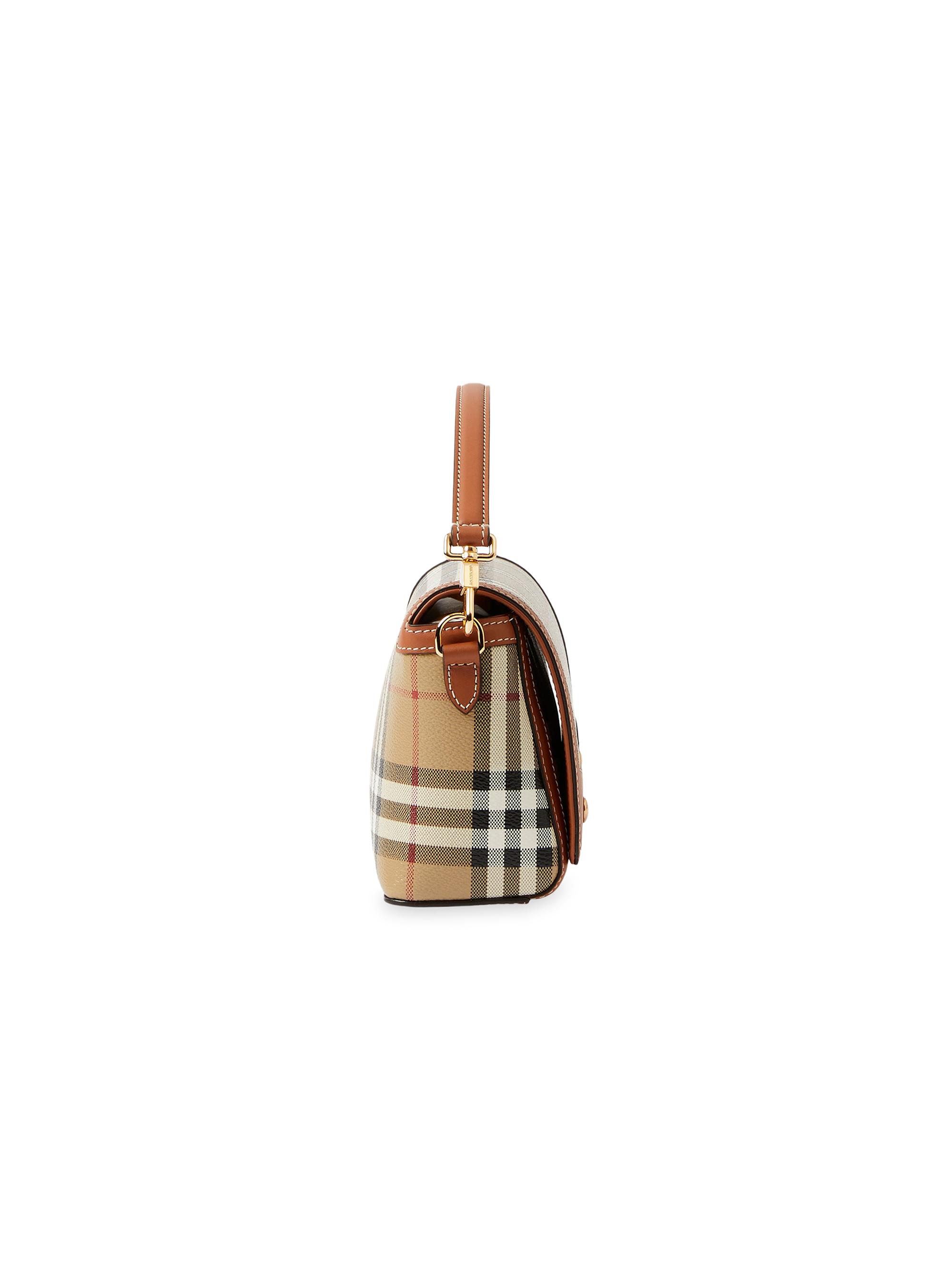 Burberry Check & Leather Top Handle Note Bag | Saks Fifth Avenue