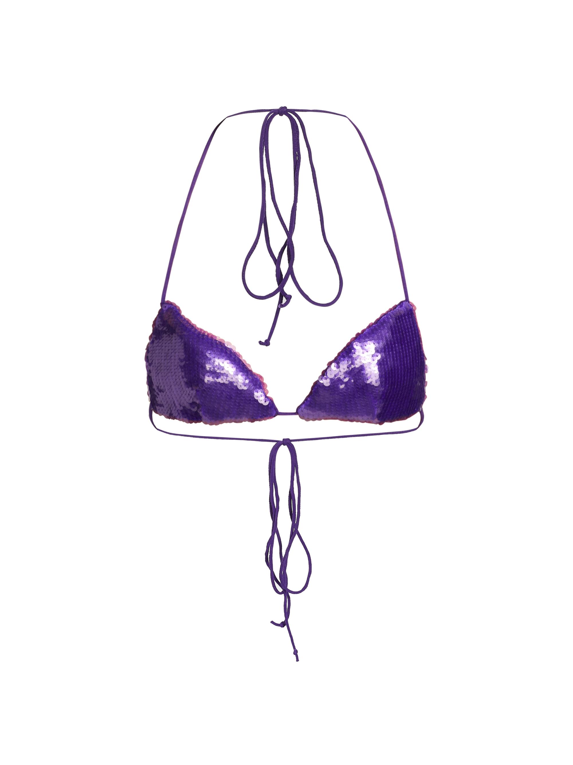 LaQuan Smith Women's Sequin-Embroidered Bra Top - Grape