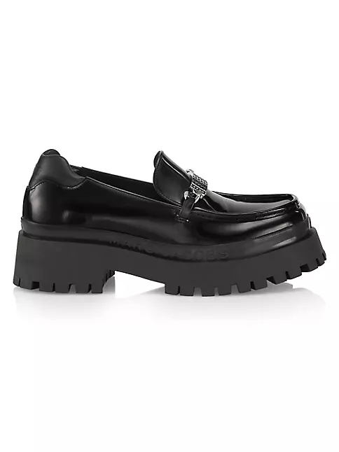 Marc Jacobs Black 'The Leather Barcode Monogram' Loafers
