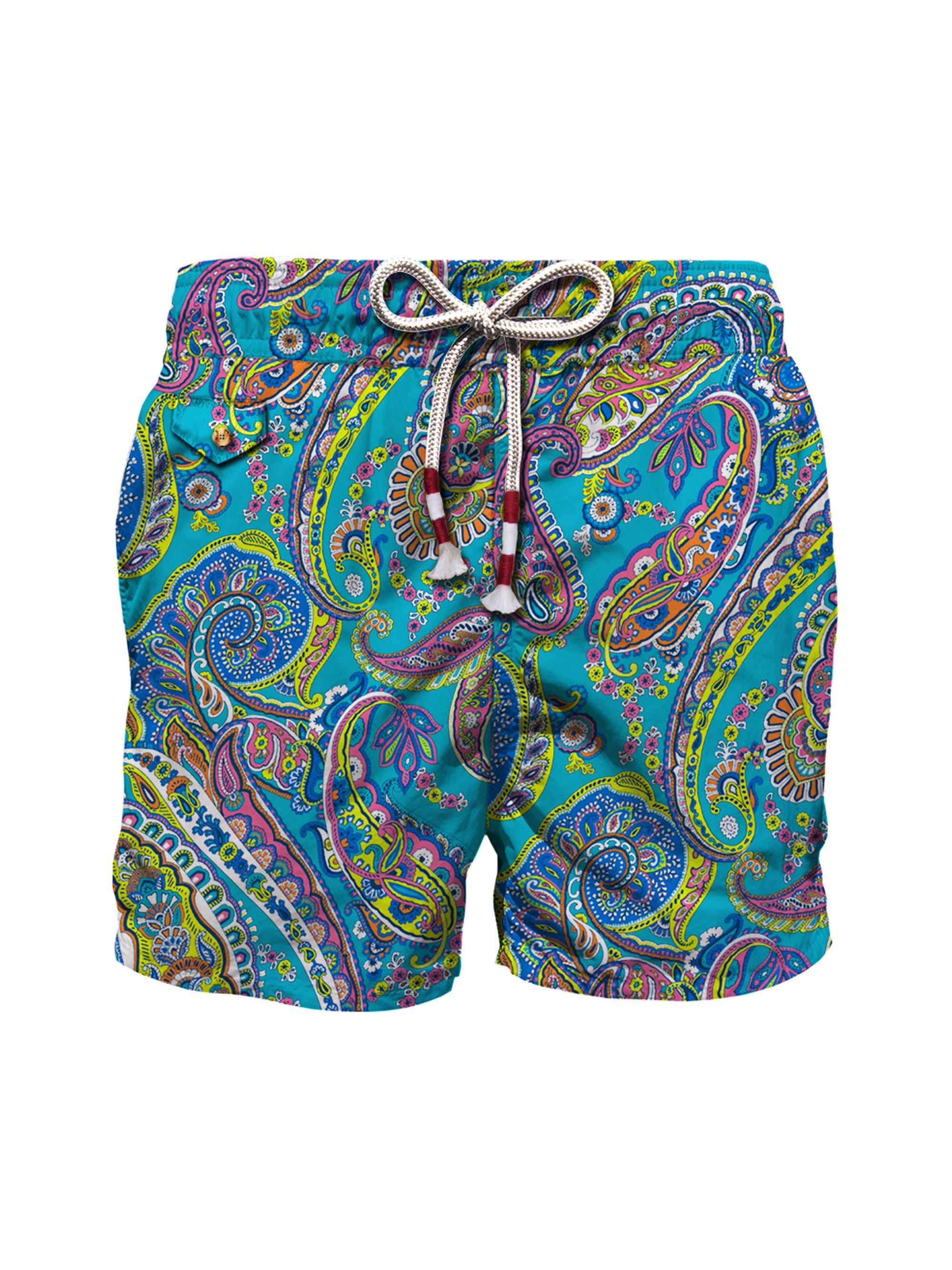 MC2 Saint Barth Men's Paisley Draw Ultralight Swim Shorts - Blue Multi