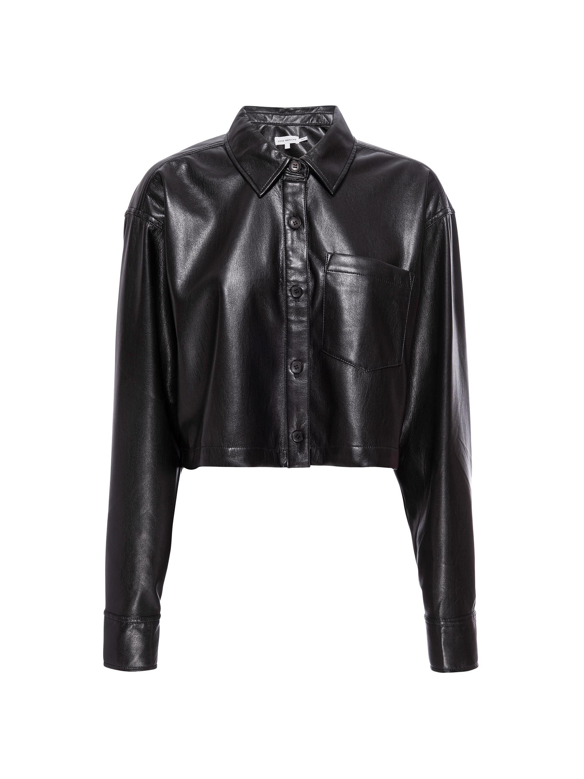 Ameri】FAKE LEATHER SHIRT JACKET