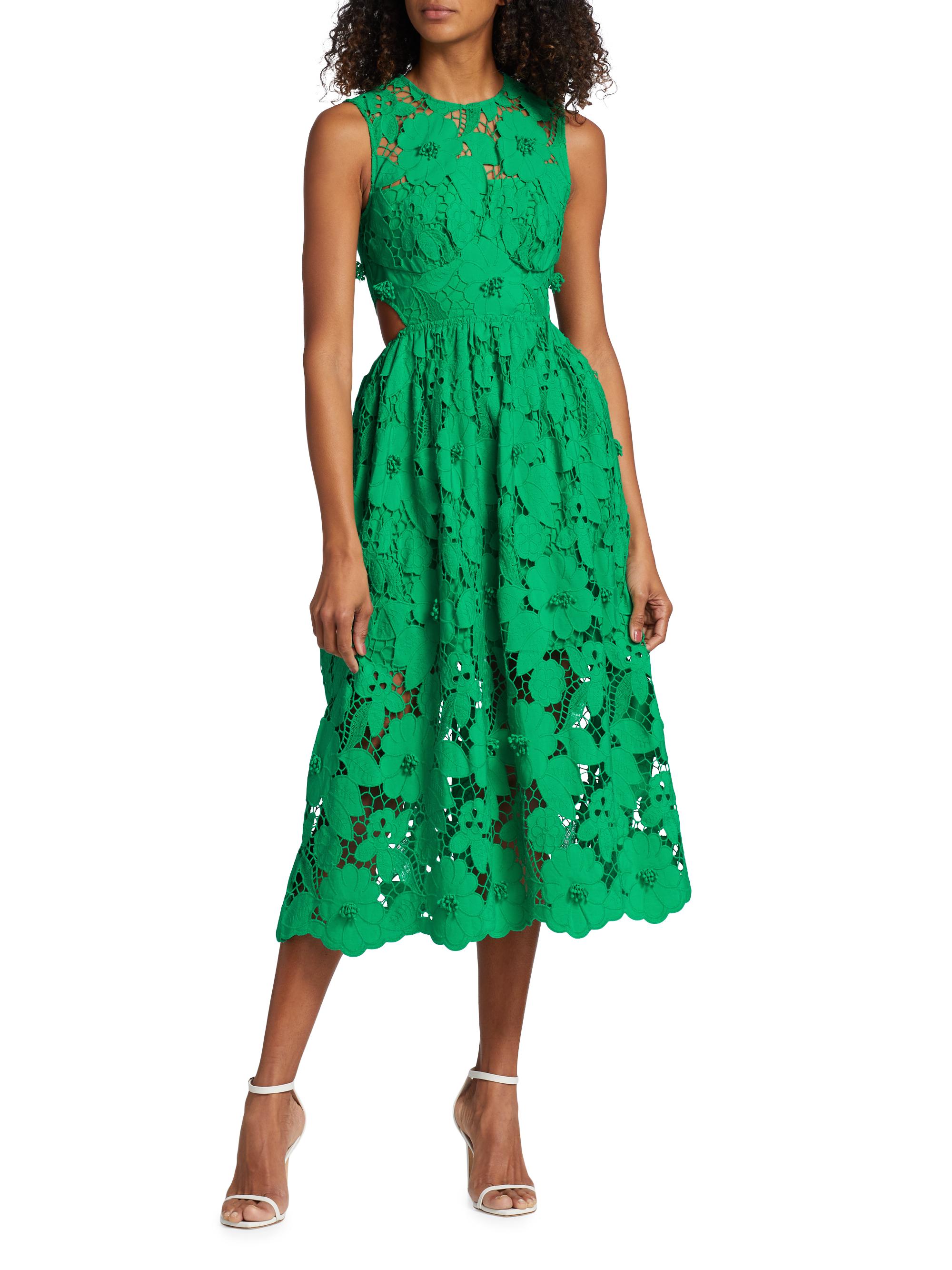 Self-Portrait Sleeveless 3D Lace Dress | Saks Fifth Avenue