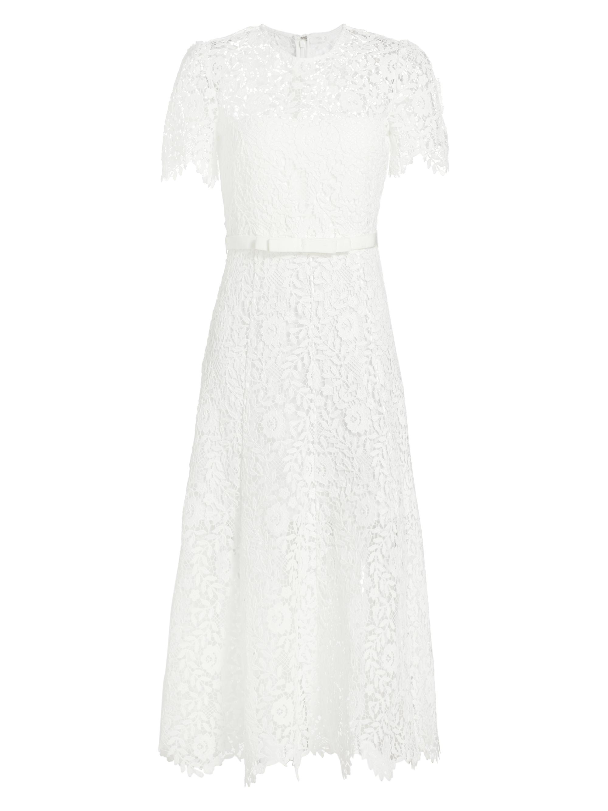 Self-Portrait Women's Short-Sleeve Lace Midi-Dress - White