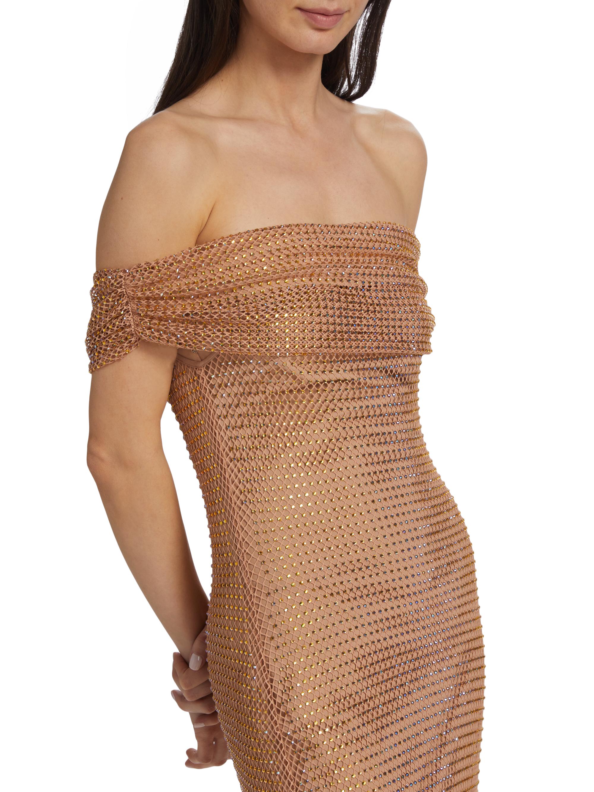 Self-Portrait Hot Fix Beaded Fishnet Gown | Saks Fifth Avenue