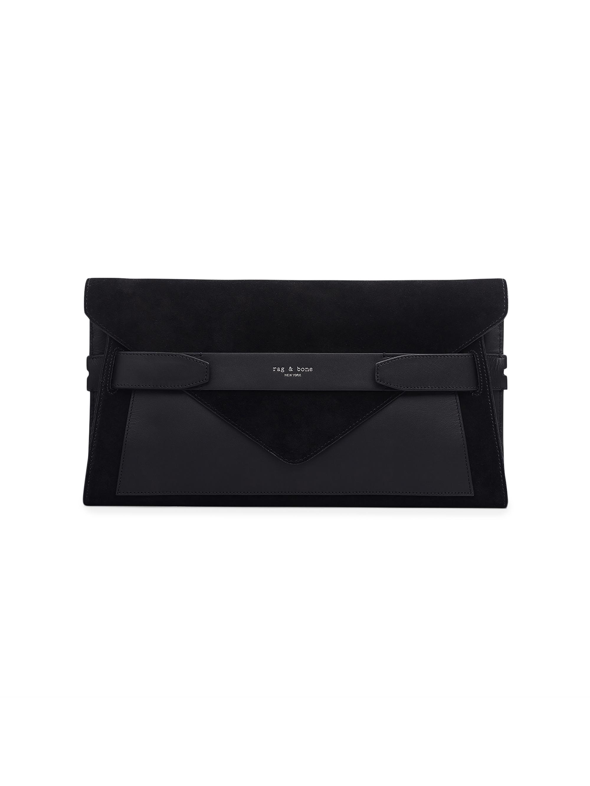 rag & bone Women's Field Suede Foldover Clutch - Black Suede