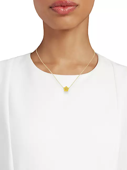 Anisa - 18k Rose Gold Plated Clover Necklace With Black Glass Detail