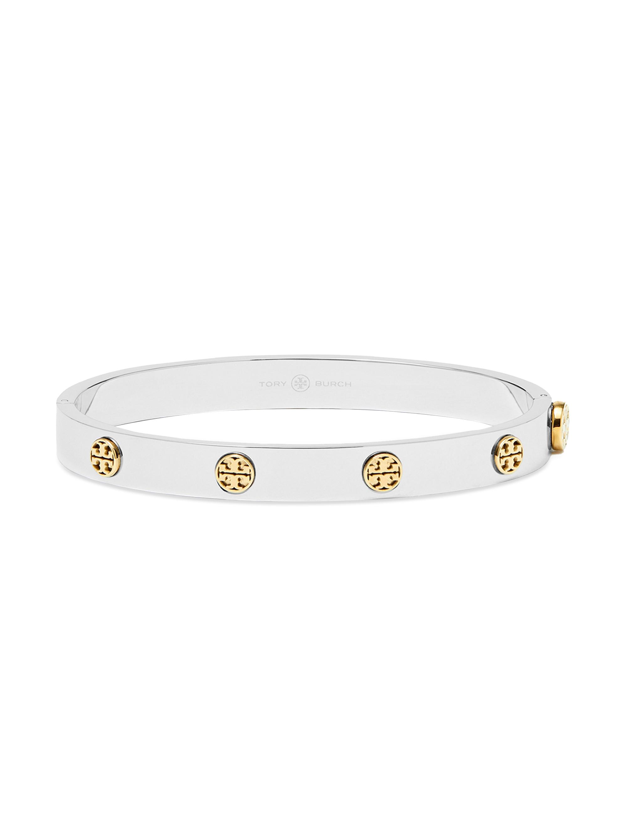 Tory Burch Women's Miller Stud Two-Tone Stainless Steel Hinge Bracelet - Silver Gold
