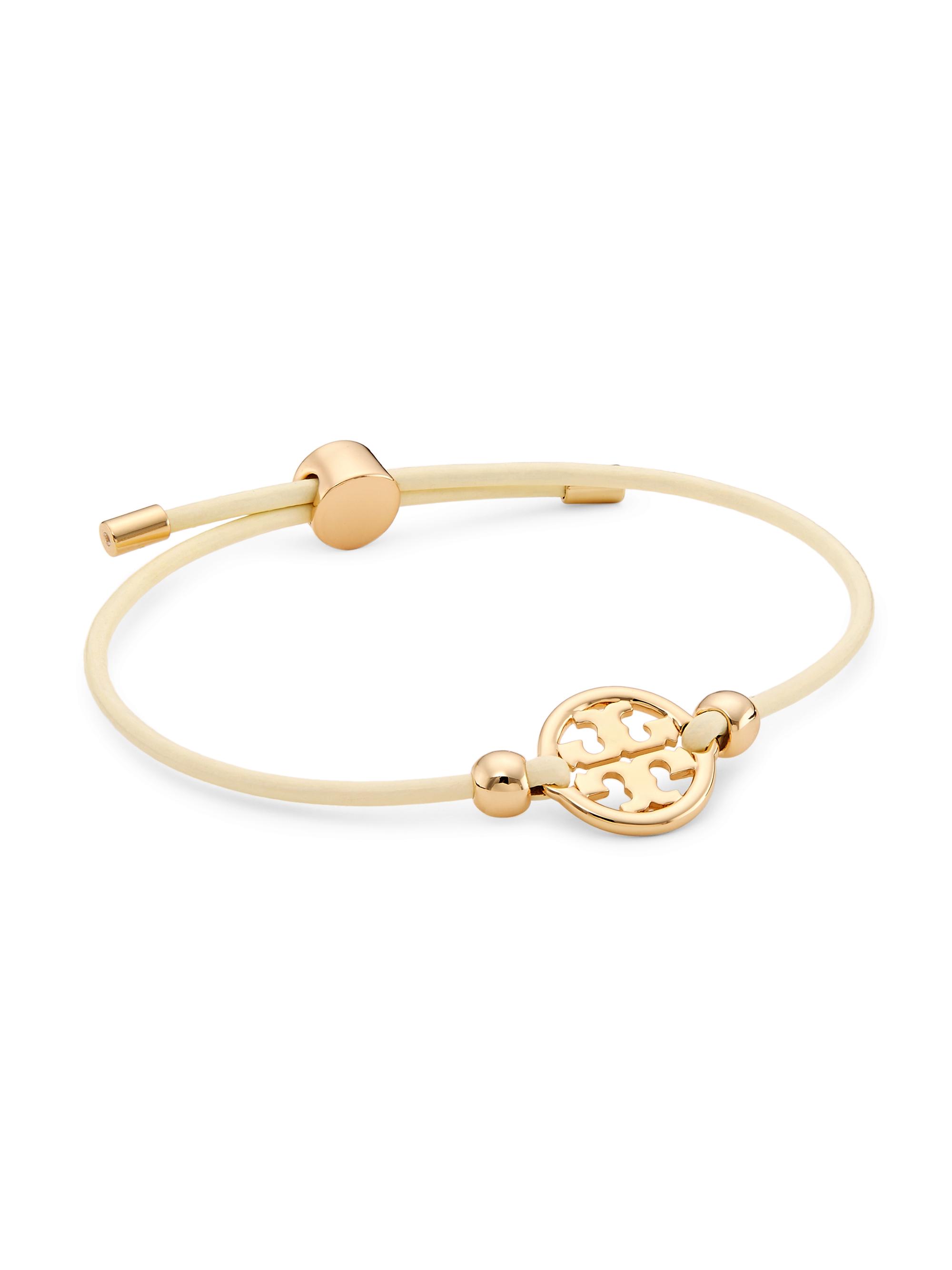 Tory Burch Women's Miller 18K Gold-Plated & Leather Slider Bracelet - Gold