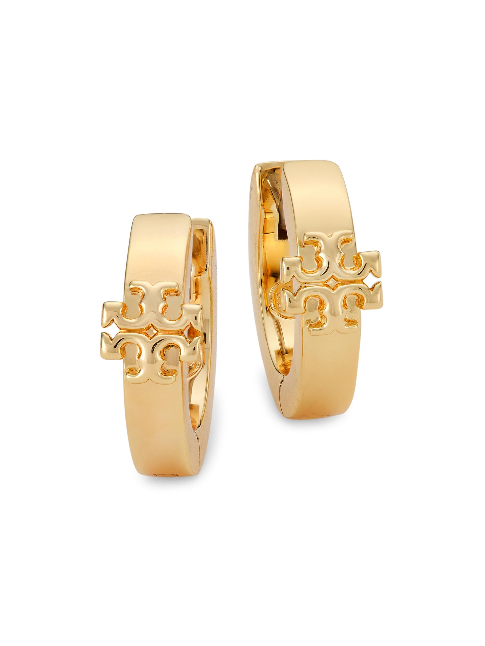 Tory Burch Women's Kira 18K Gold-Plated Huggie Hoop Earrings - Gold