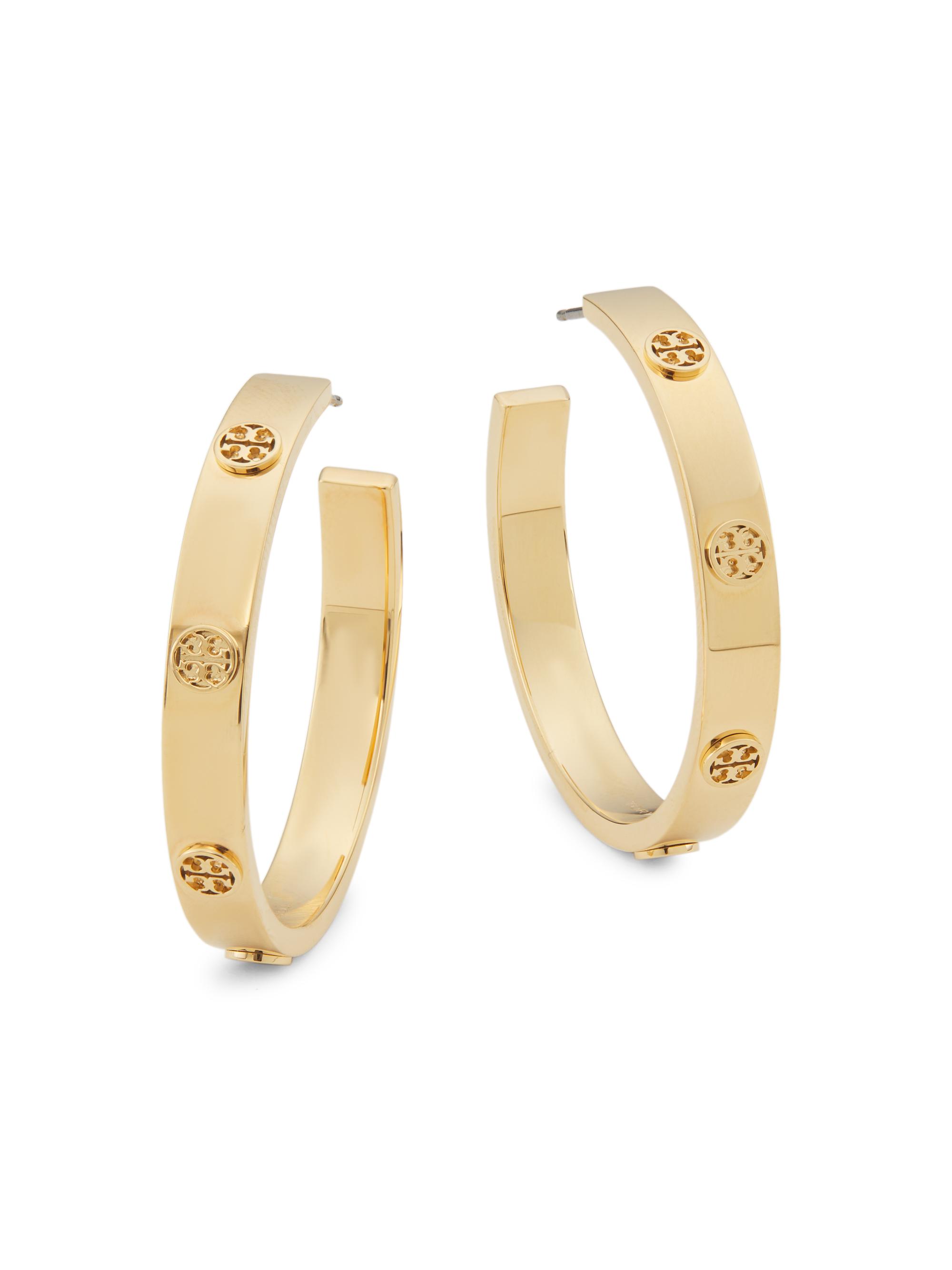 Tory Burch Women's Miller Goldtone Logo Hoop Earrings - Gold