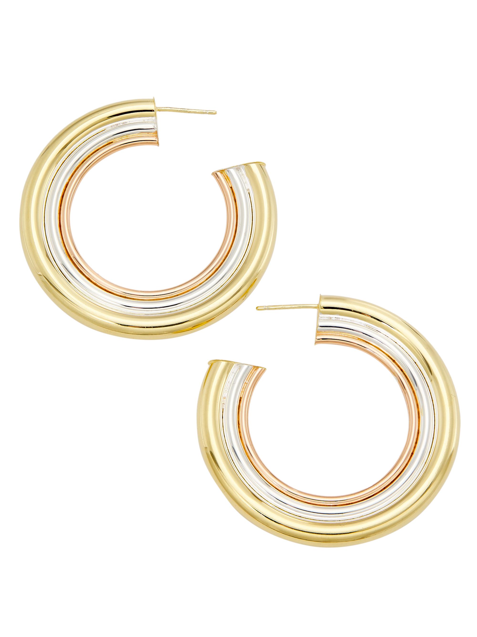 Jennifer Zeuner Jewelry Women's Jada Tri-Tone Sterling Silver Hoop Earrings