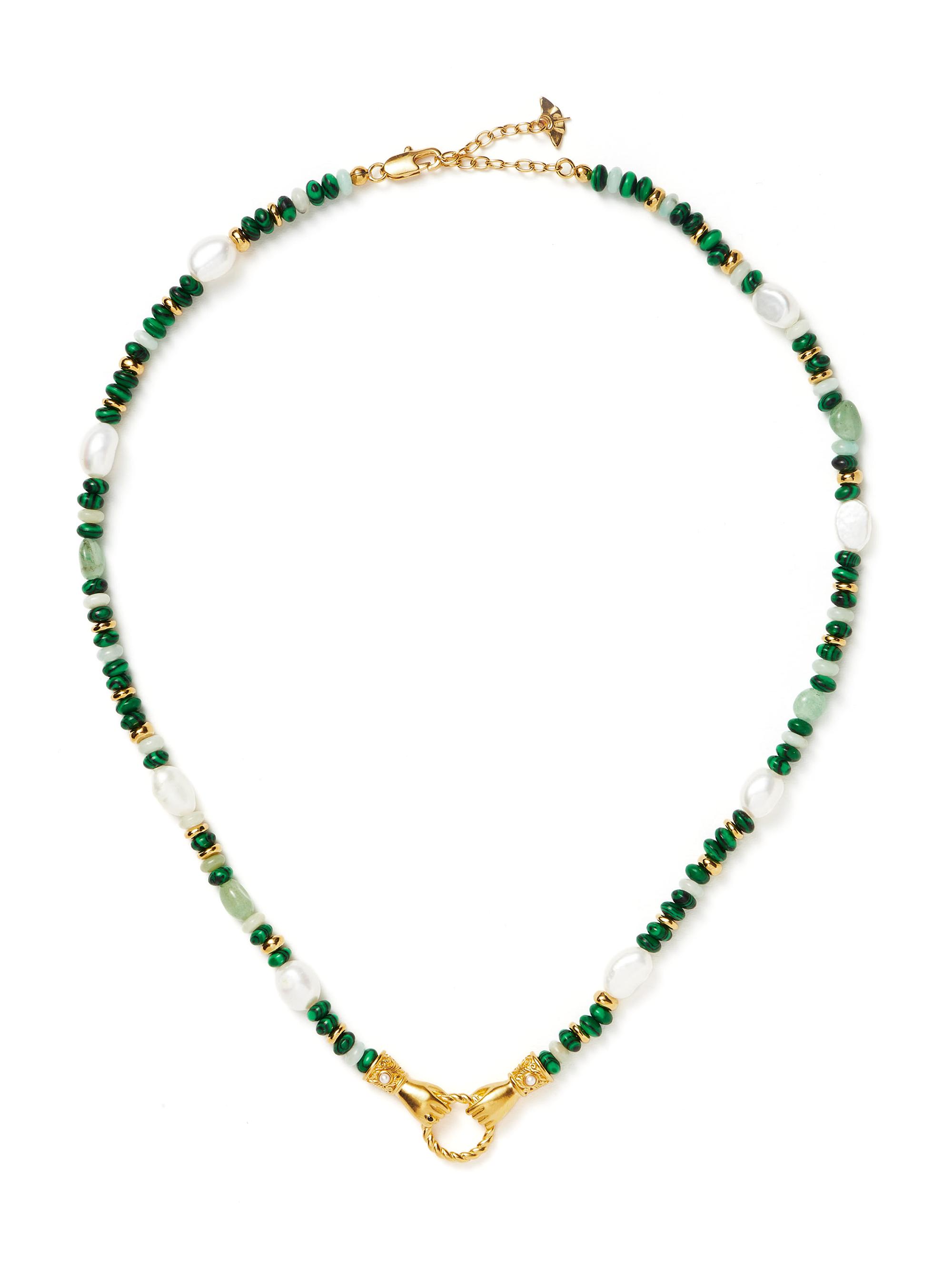 Missoma Women's Harris Reed x  In Good Hands 18K Gold-Plate, Pearl, Amazonite & Malachite Necklace - Green