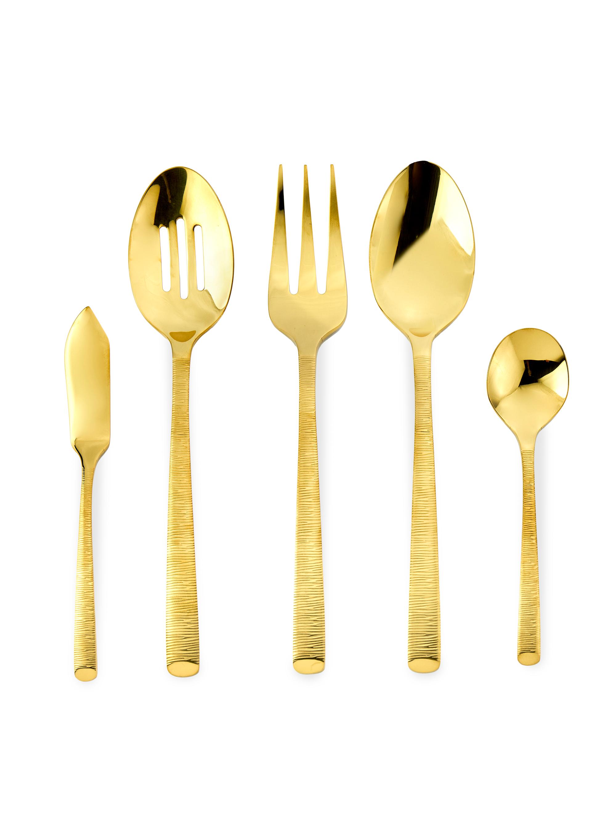 Ricci Argentieri Birchwood Gold 45-Piece Stainless Steel Flatware Set