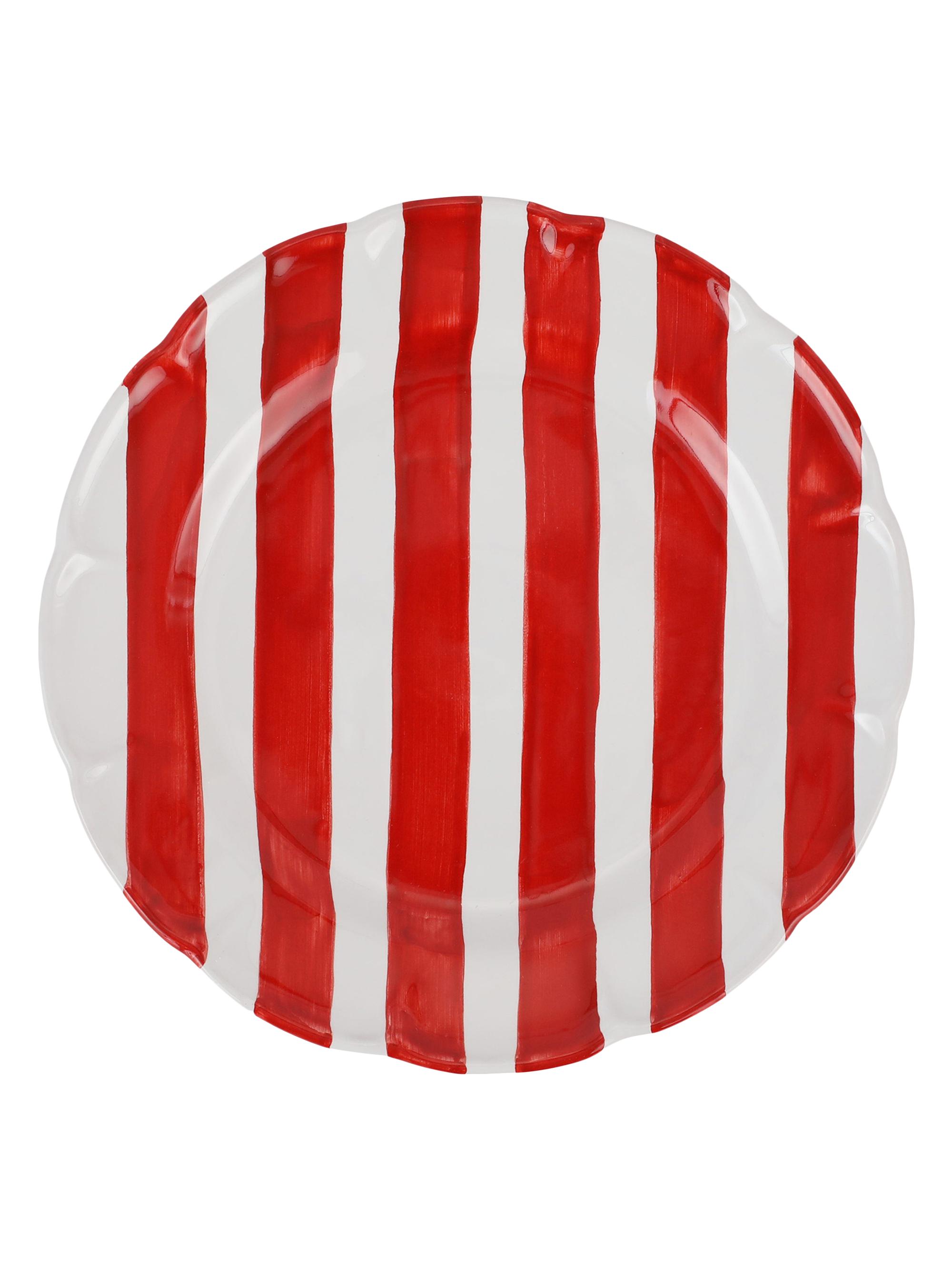 Vietri Amalfitana Stripe Dinner Plate - Red