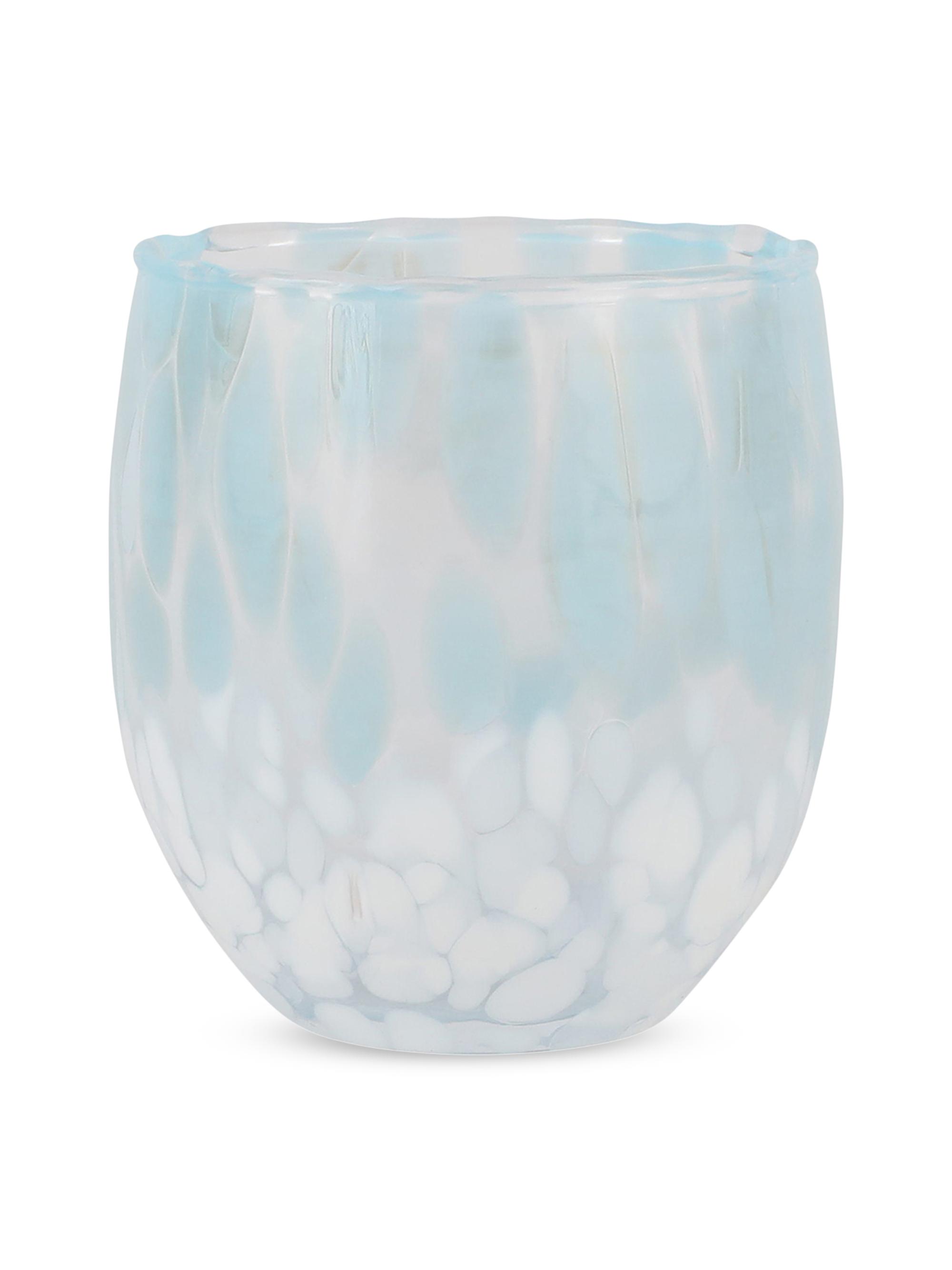 Vietri Nuvola Double Old-Fashioned Glass - Blue White