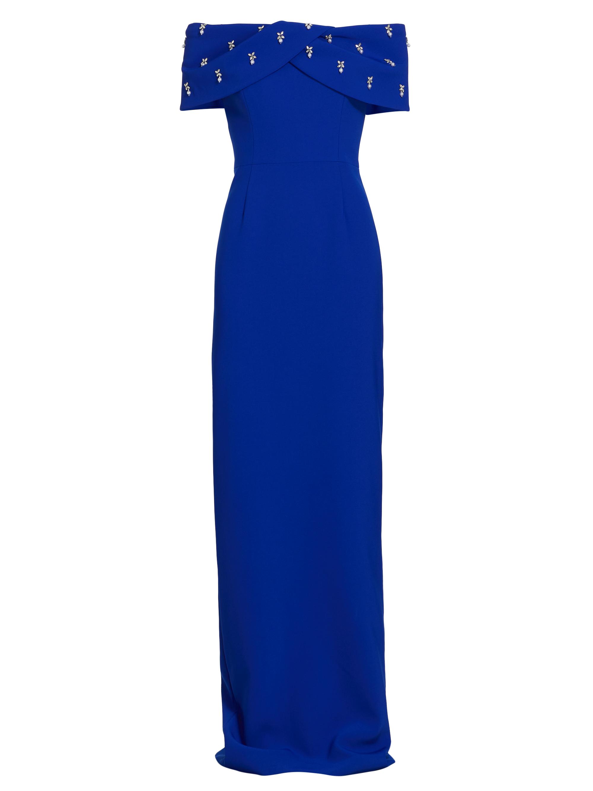 Teri Jon by Rickie Freeman Women's Faux Pearl-Embellished Column Gown - Royal Blue