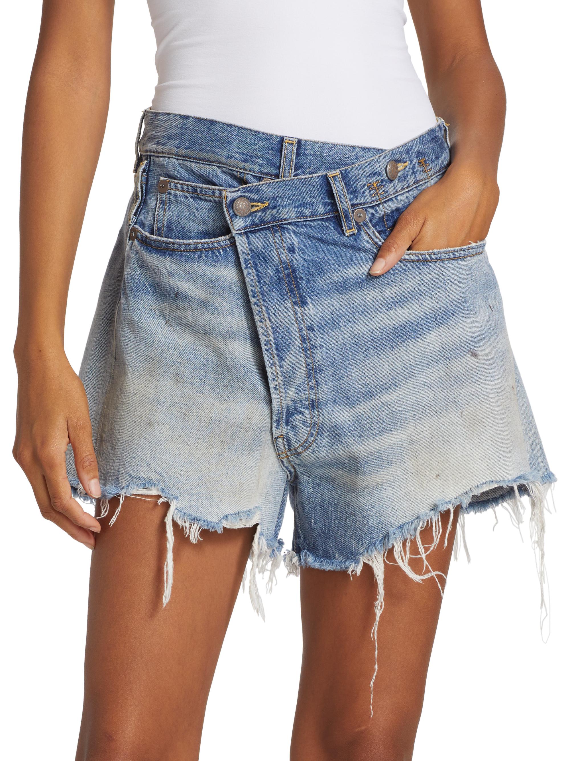 R13 Crossover Denim Shorts | Saks Fifth Avenue