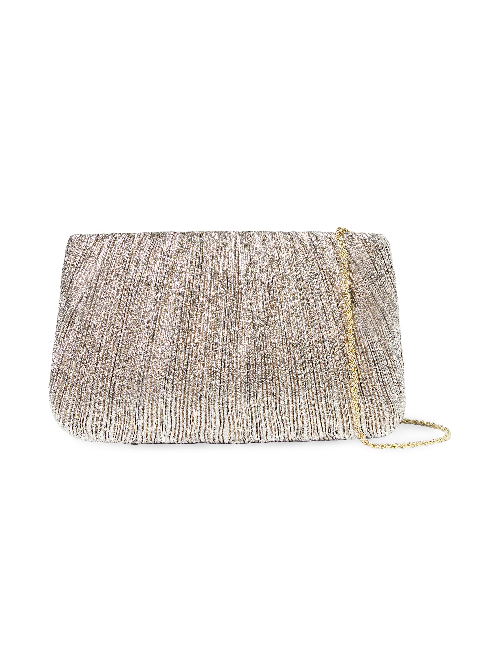 Loeffler Randall Women's Brit Metallic Pleated Clutch-On-Chain - Champagne