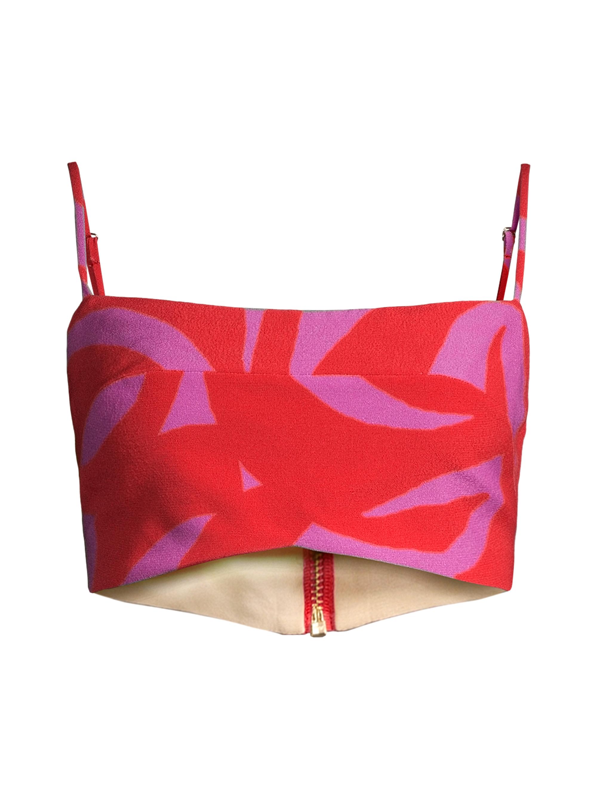 Cala de la Cruz Women's Flora Virginia Cropped Printed Top - Magenta Multi